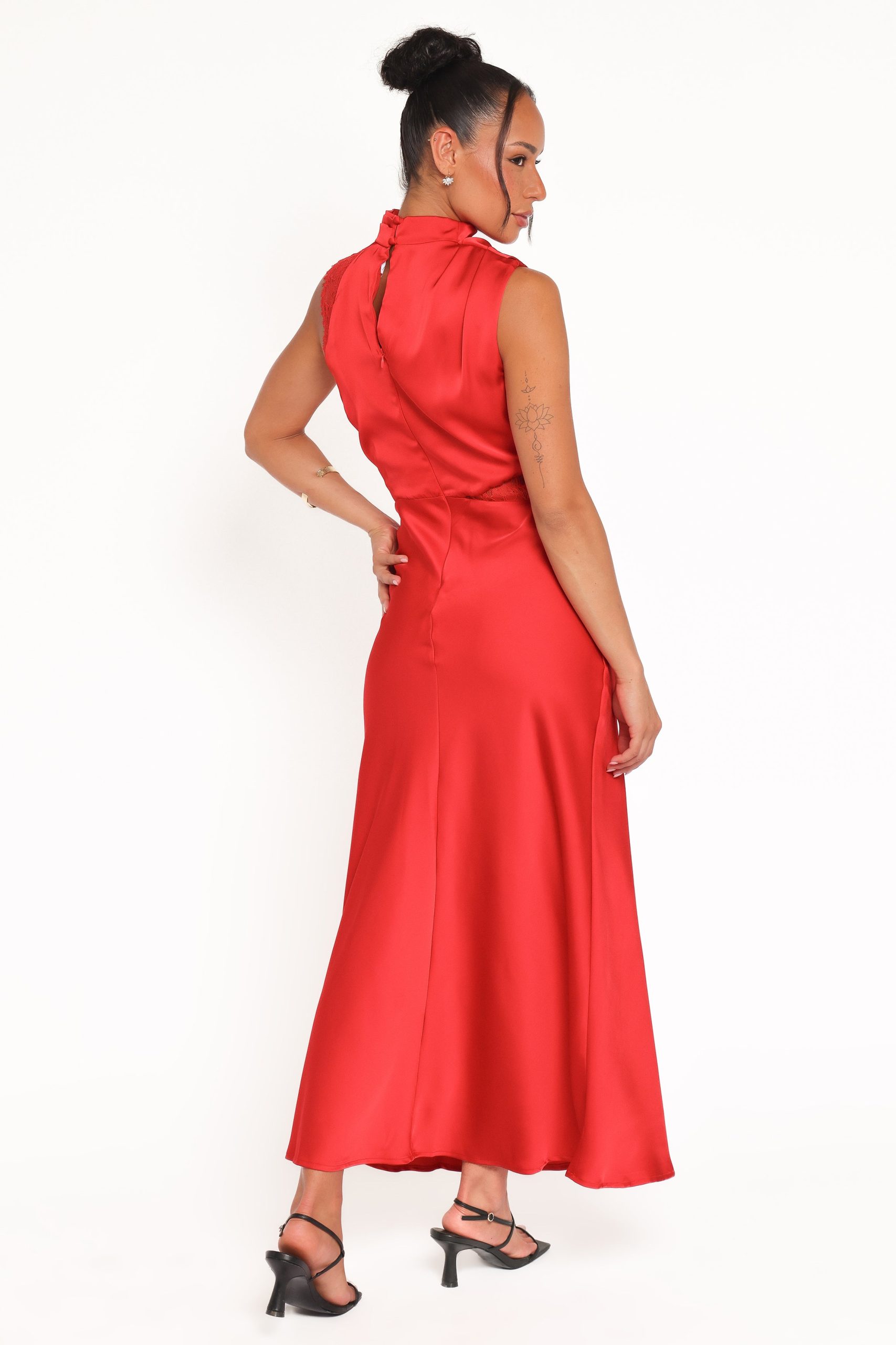 Anabelle Halter Neck Lace Maxi Dress - Red - Image 5