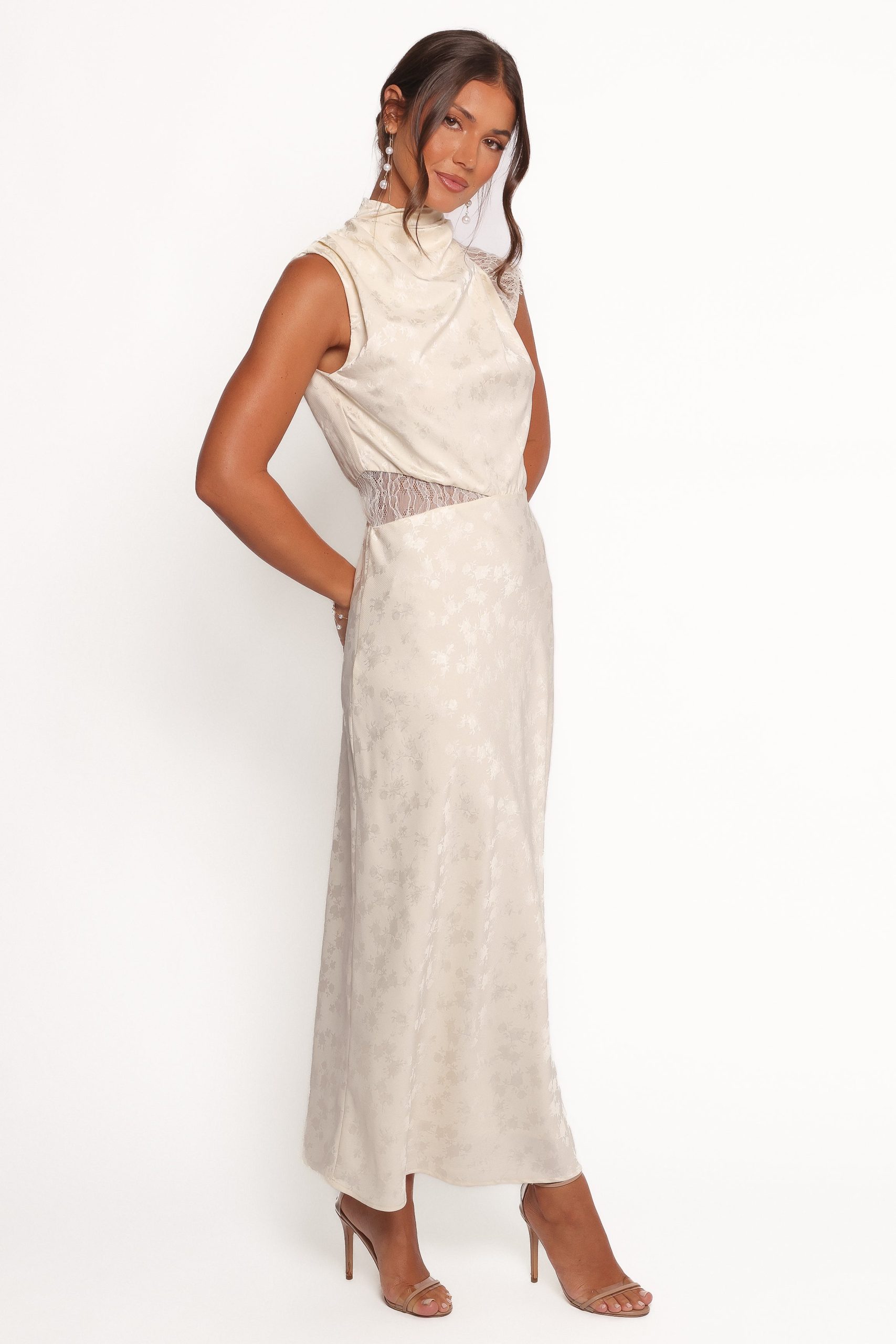 Anabelle Halter Neck Lace Maxi Dress - White - Image 6