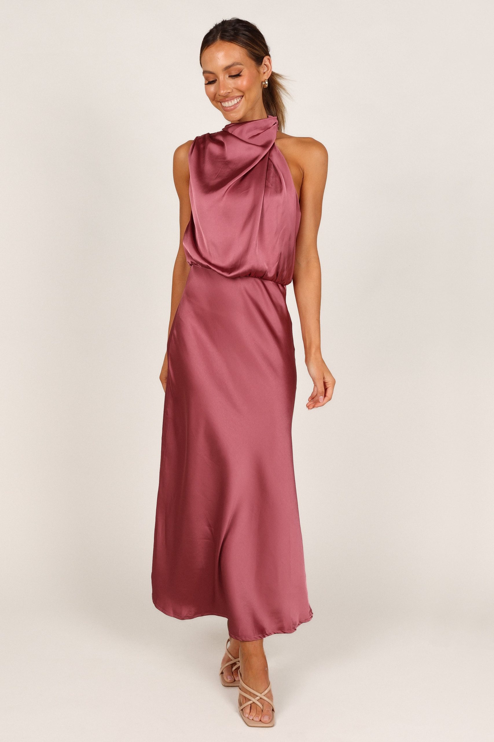 Anabelle Halter Neck Midi Dress - Dusty Rose - Image 8