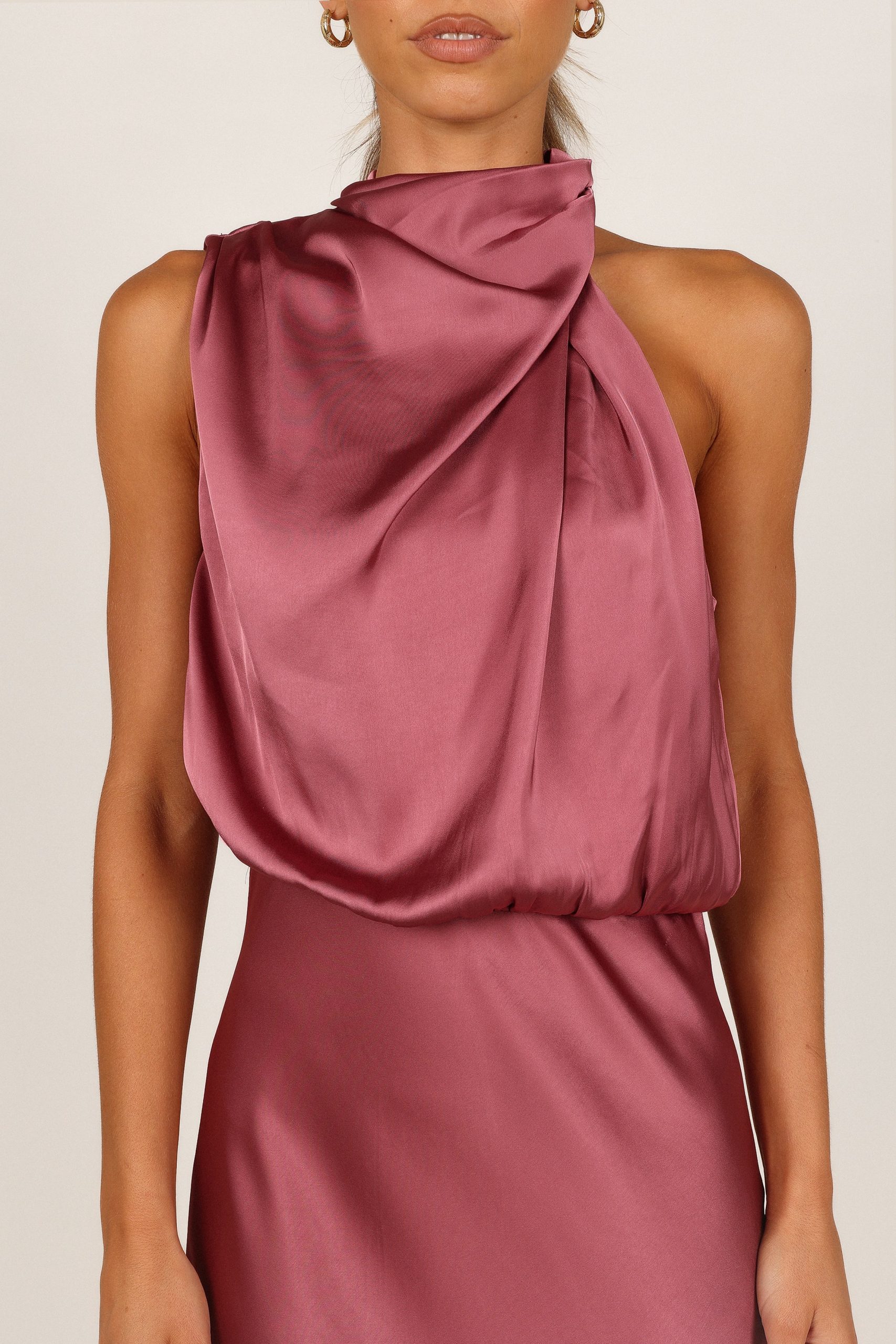 Anabelle Halter Neck Midi Dress - Dusty Rose - Image 4