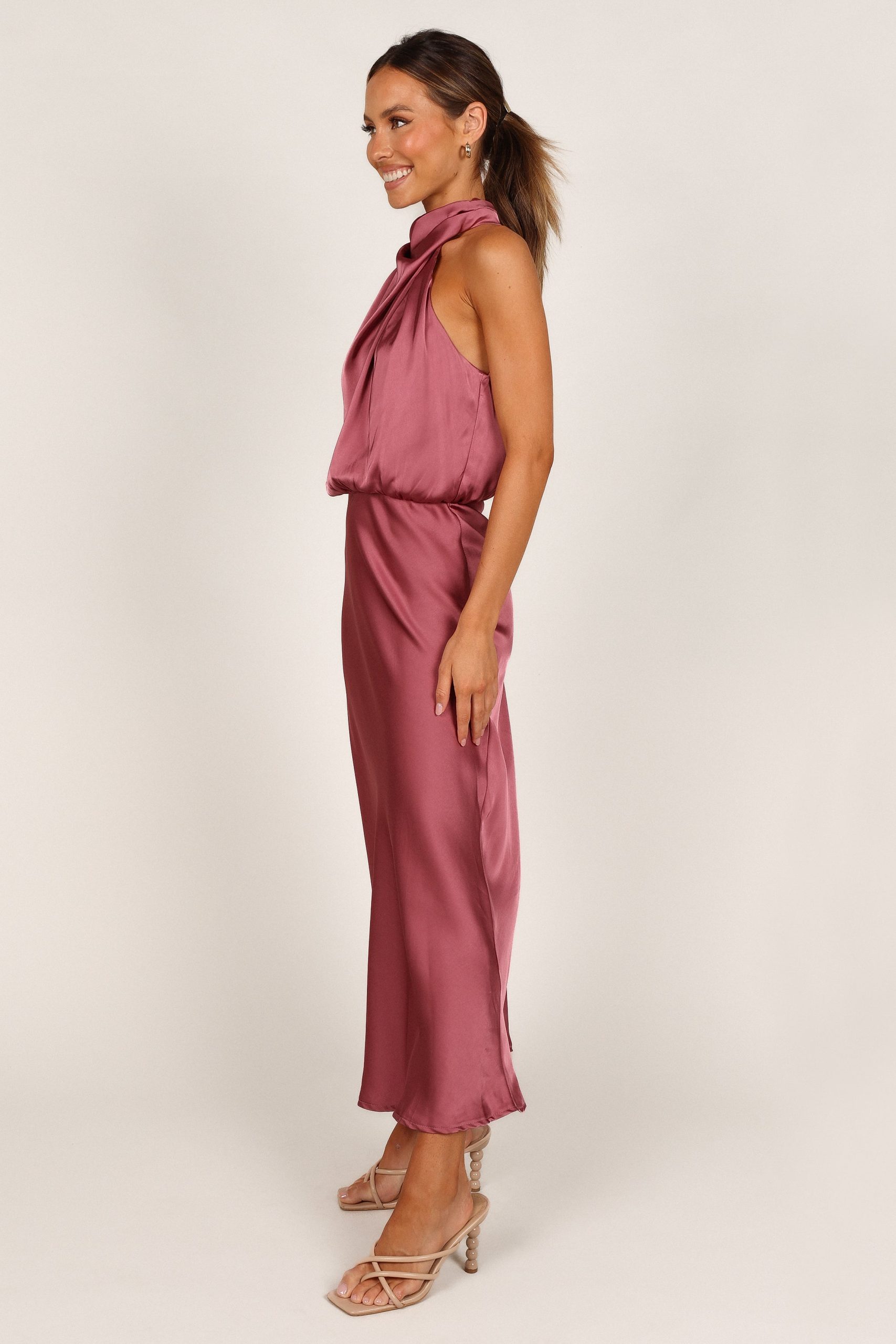Anabelle Halter Neck Midi Dress - Dusty Rose - Image 5