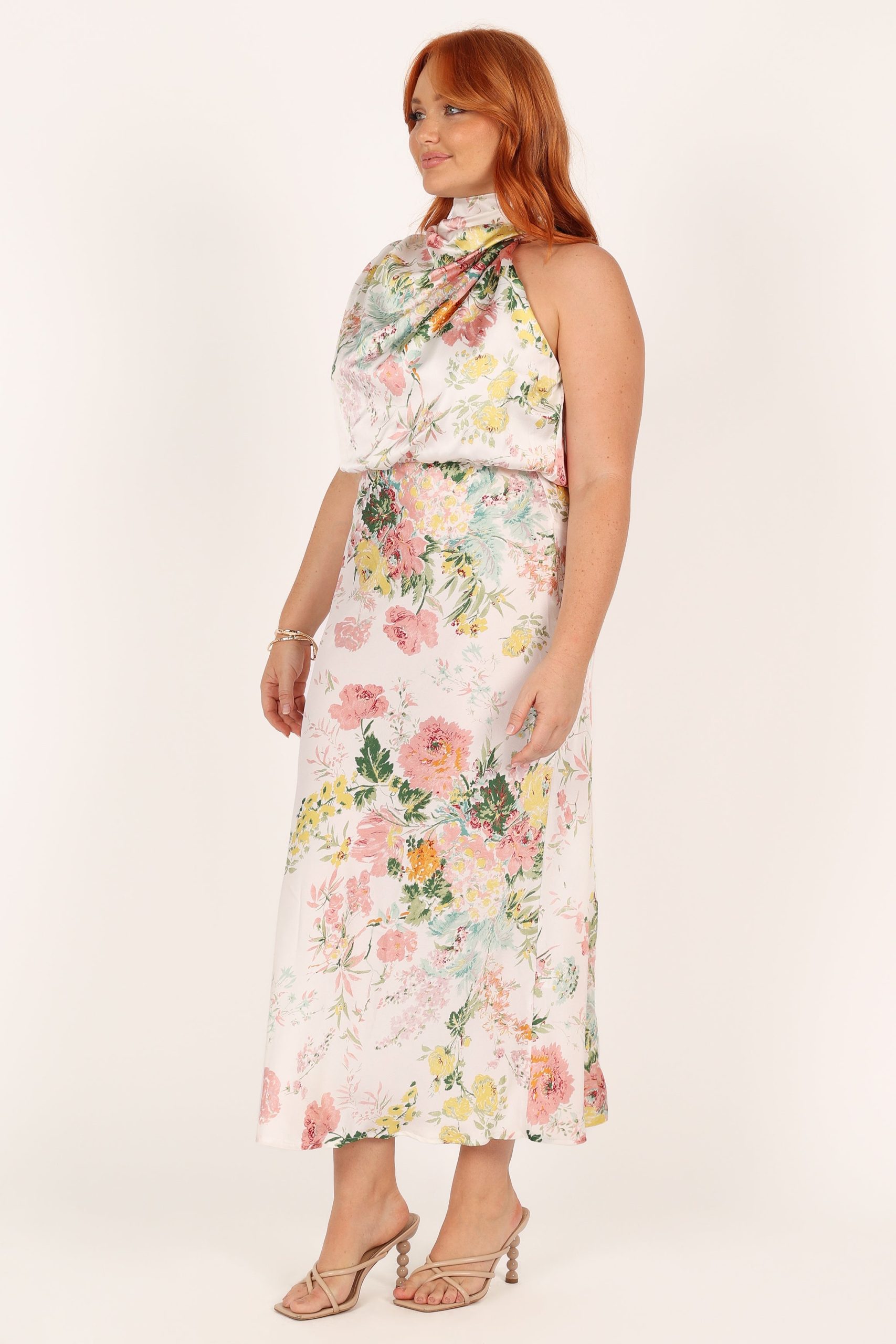 Anabelle Halter Neck Midi Dress - White Floral - Image 6