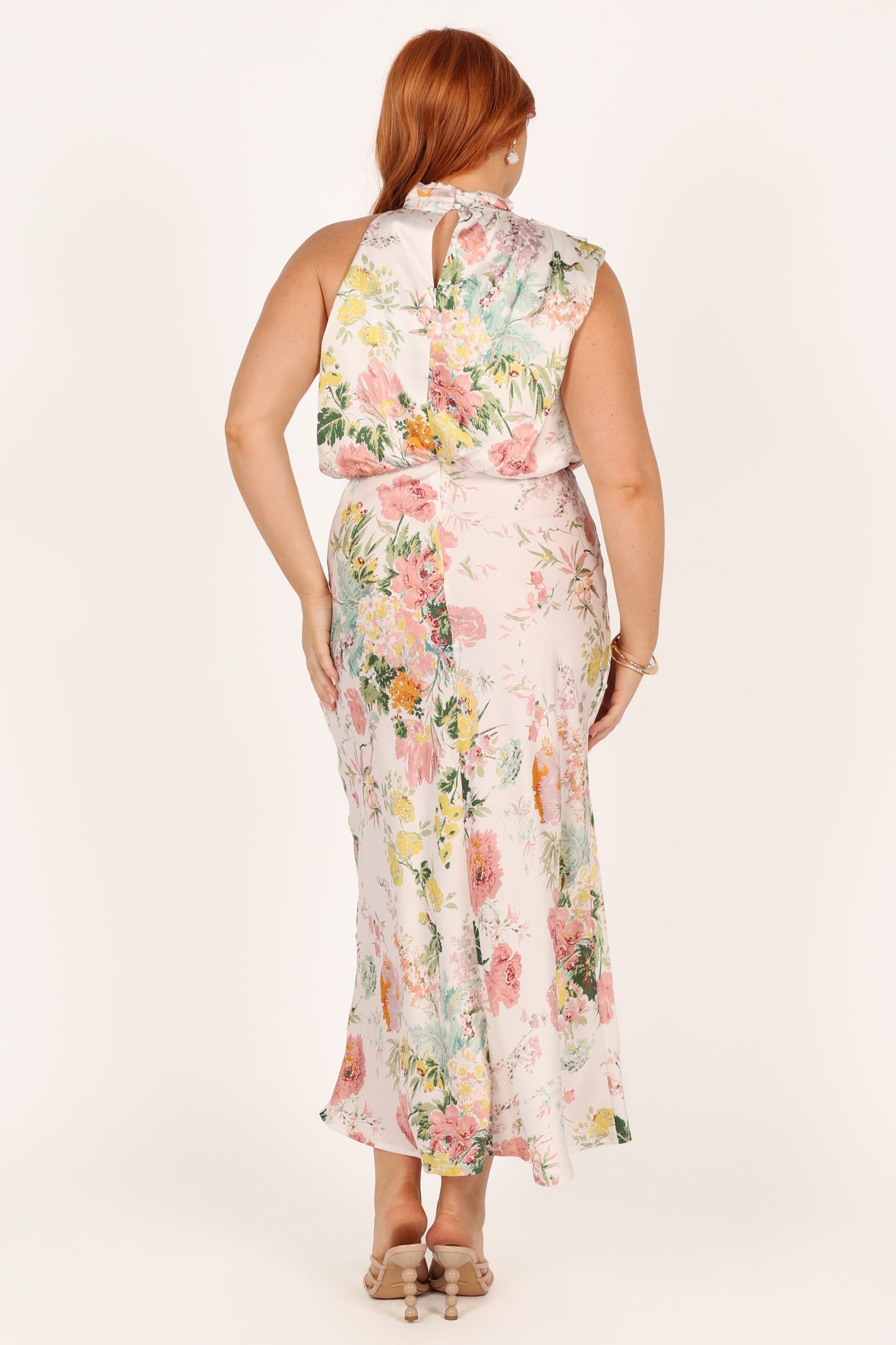 Anabelle Halter Neck Midi Dress - White Floral - Image 7