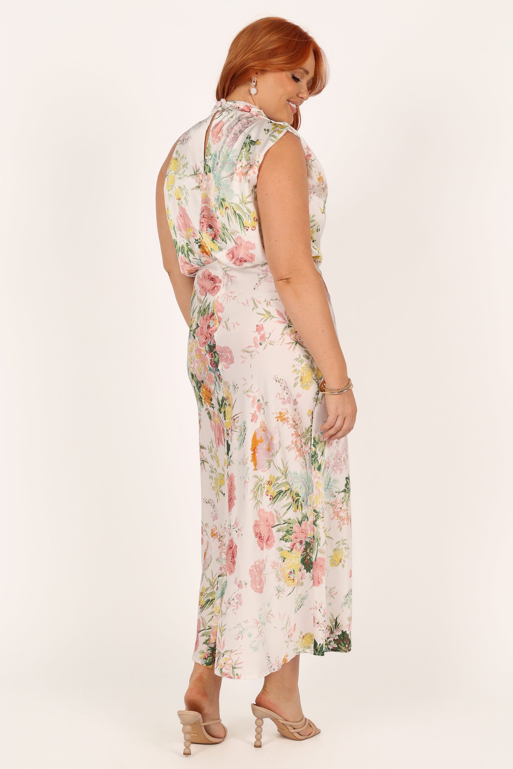 Anabelle Halter Neck Midi Dress - White Floral - Image 8