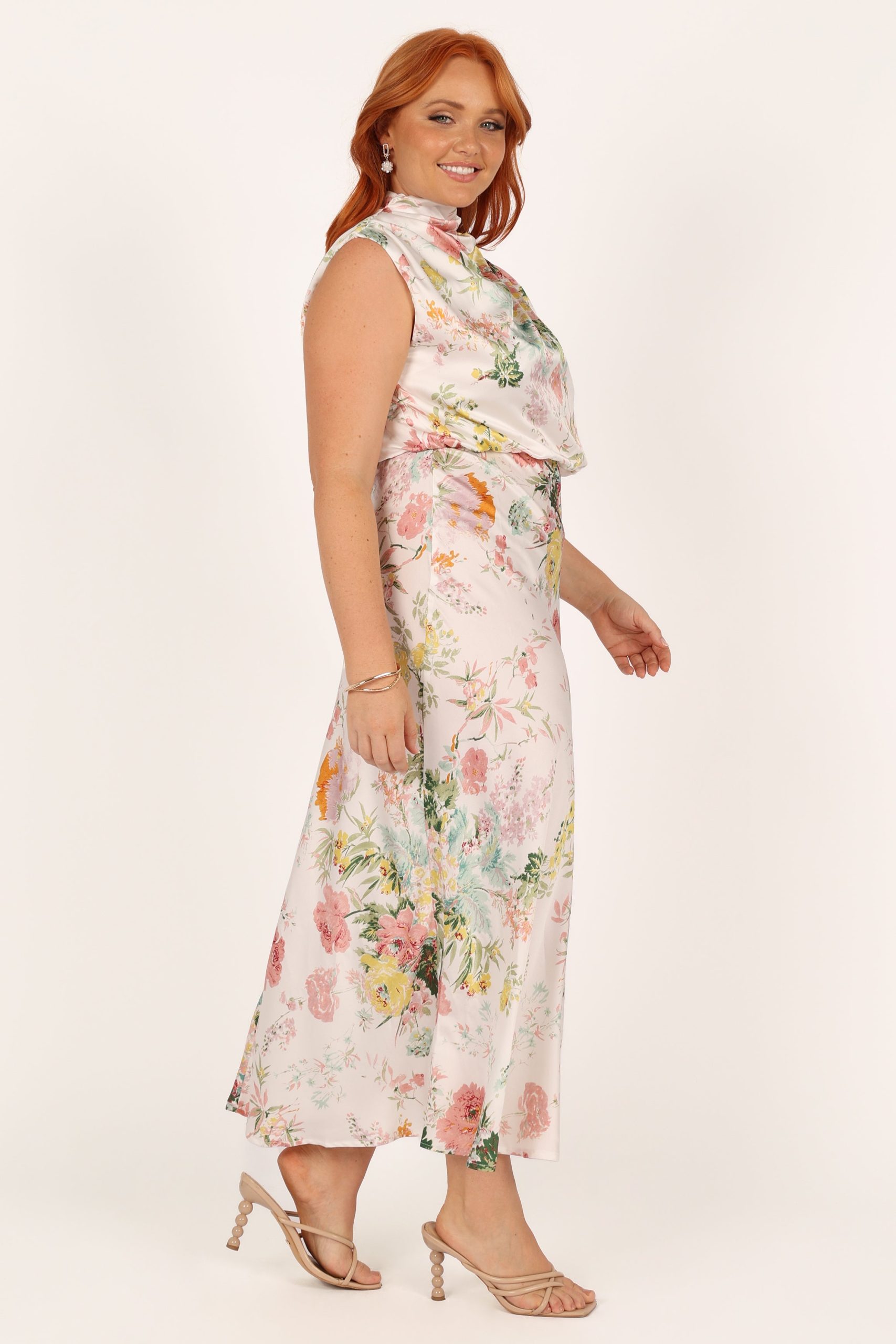 Anabelle Halter Neck Midi Dress - White Floral - Image 9