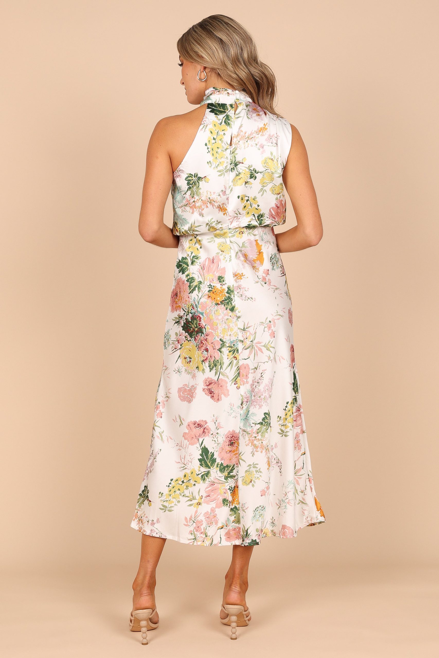 Anabelle Halter Neck Midi Dress - White Floral - Image 13