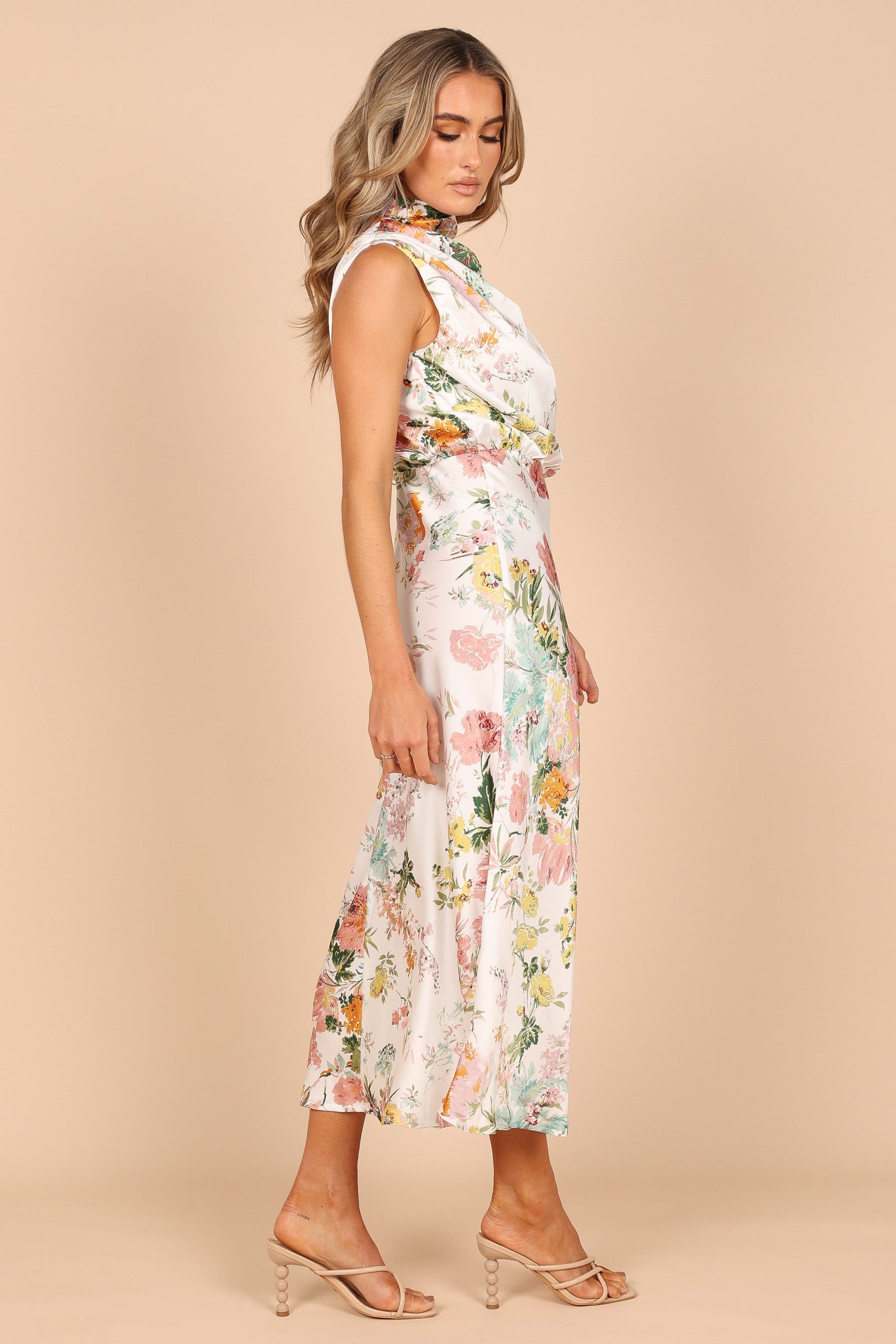 Anabelle Halter Neck Midi Dress - White Floral - Image 14