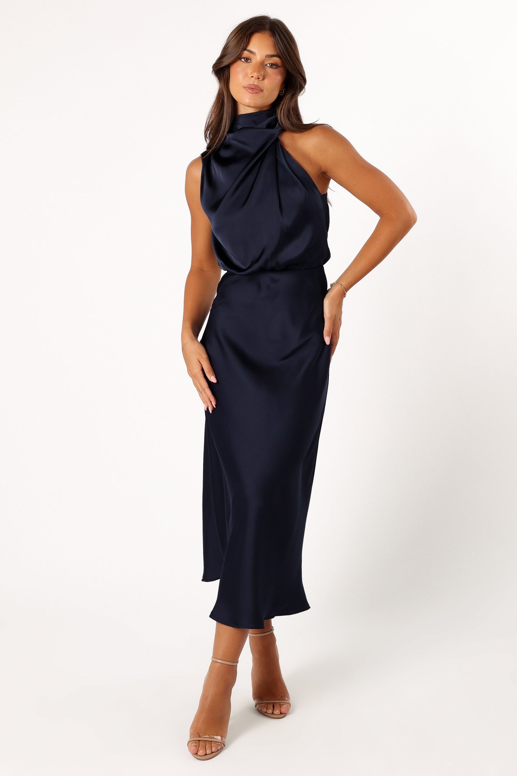 Anabelle Halter Neck Midi Dress - Navy - Image 2