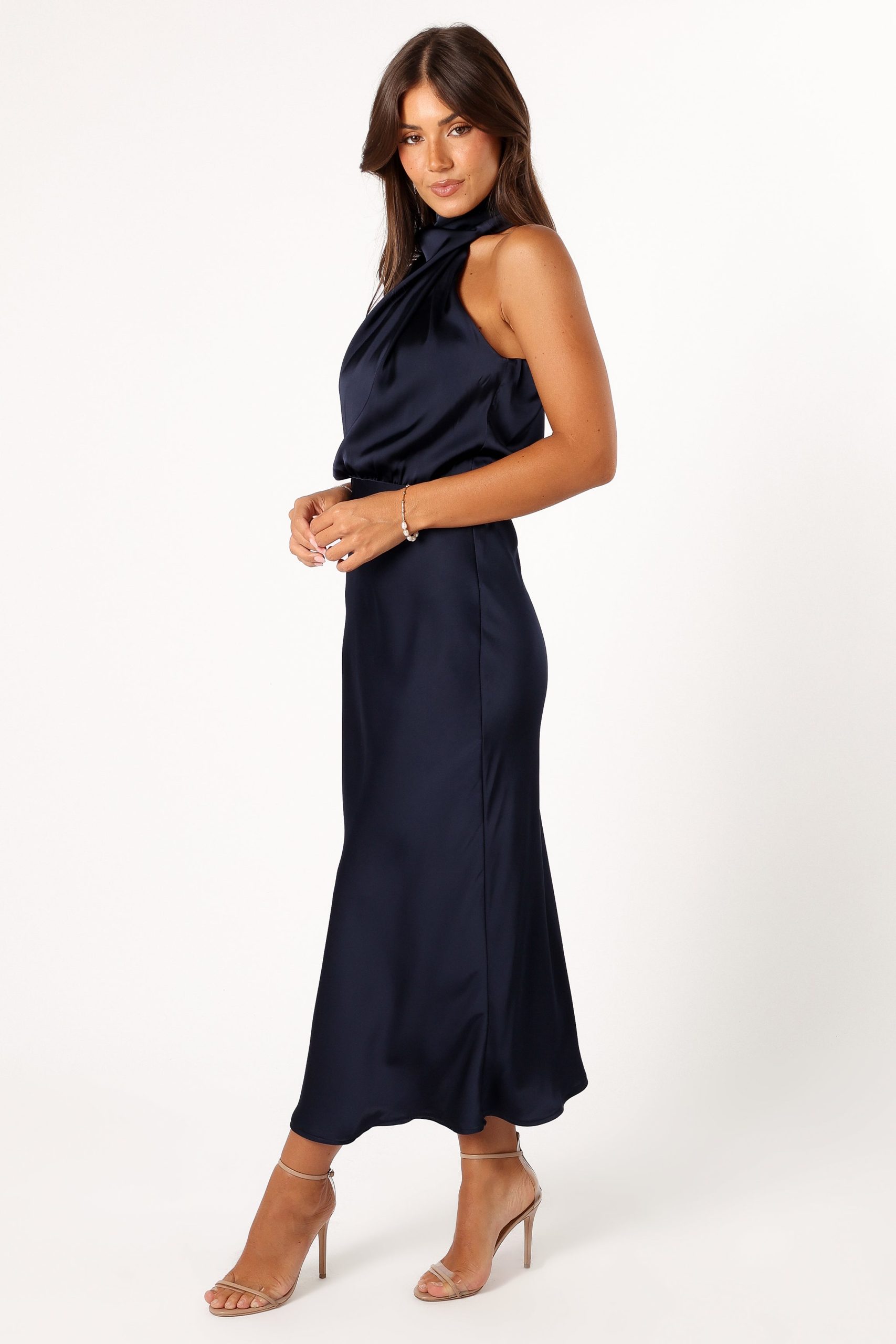 Anabelle Halter Neck Midi Dress - Navy - Image 3