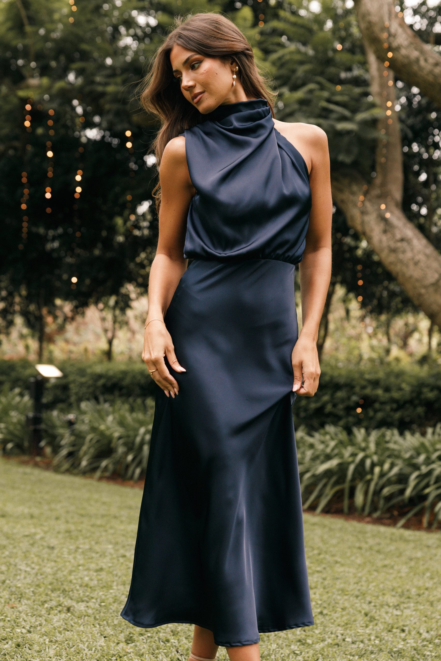 Anabelle Halter Neck Midi Dress - Navy - Image 8