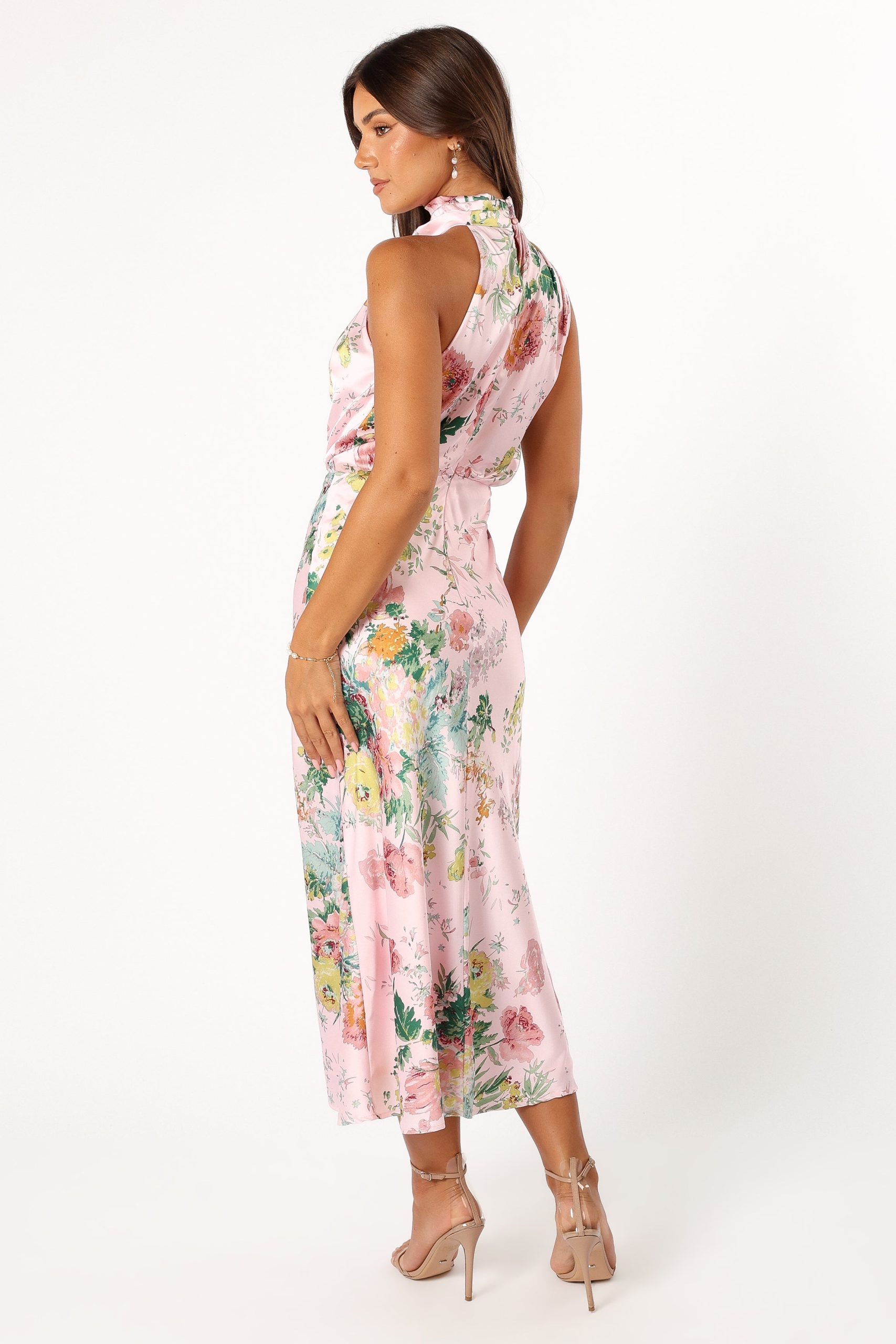 Anabelle Halter Neck Midi Dress - Pink Floral - Image 8
