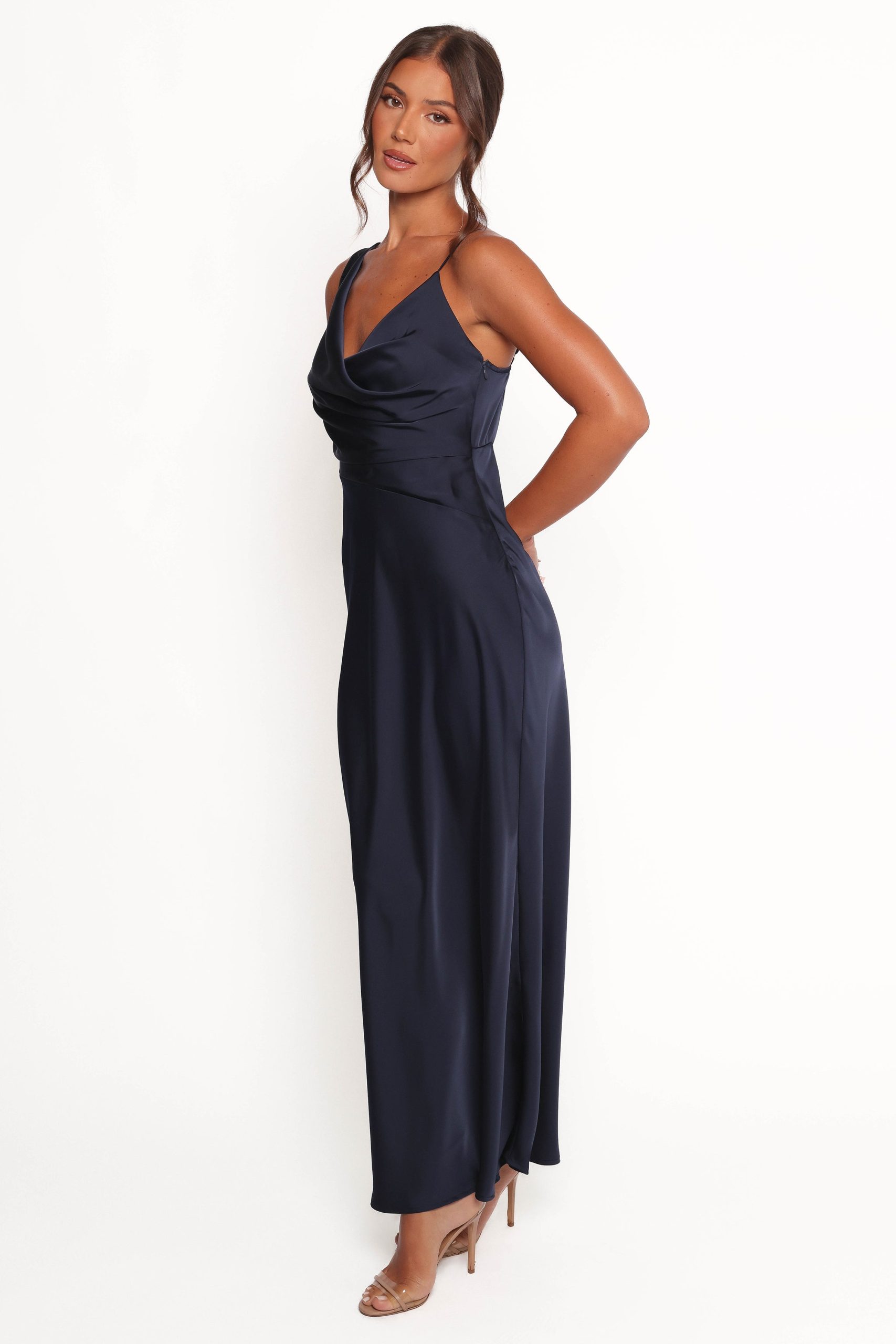 Anela Asymmetric Midi Dress - Navy - Image 4