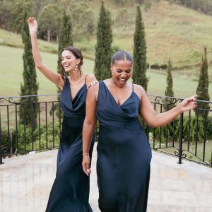 Anela Asymmetric Midi Dress - Navy