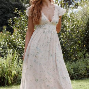 Angelica Midi Dress - Pastel Pink Floral