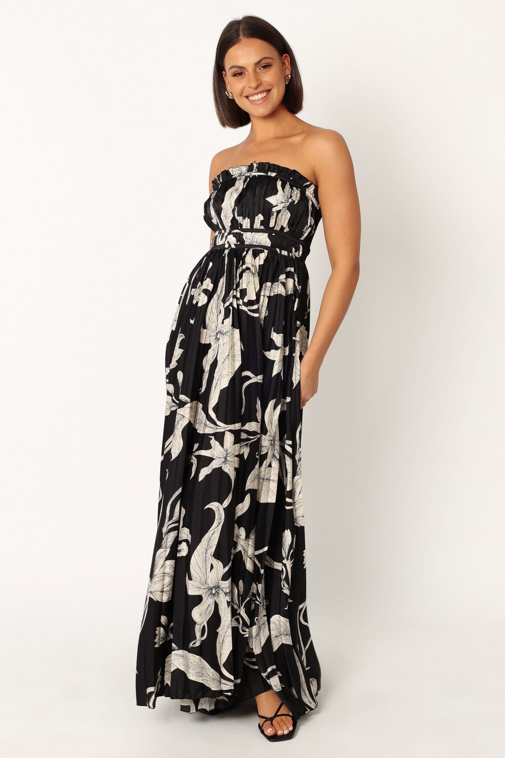 Angelique Strapless Maxi Dress - Black Floral - Image 3