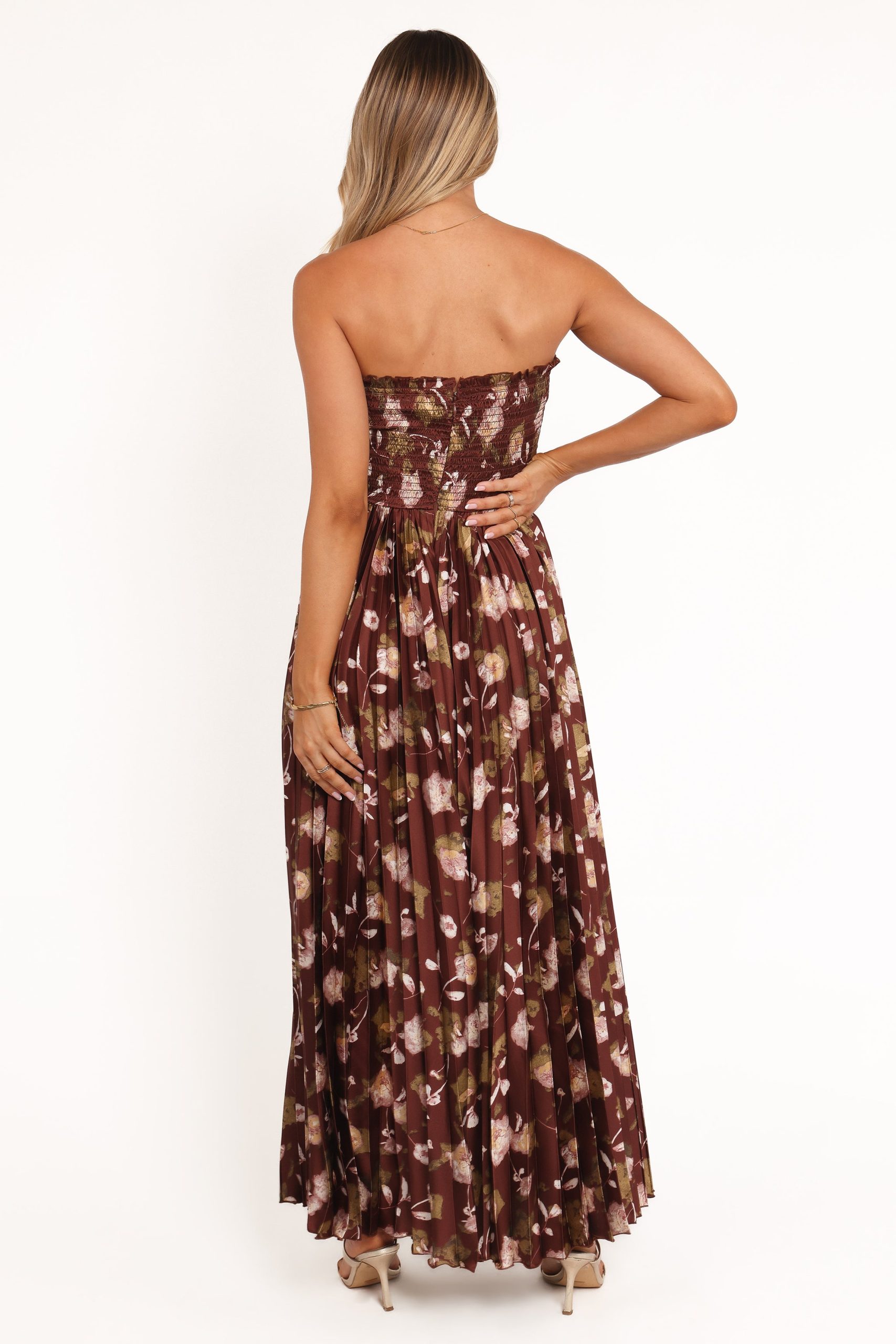 Angelique Strapless Maxi Dress - Brown Floral - Image 5