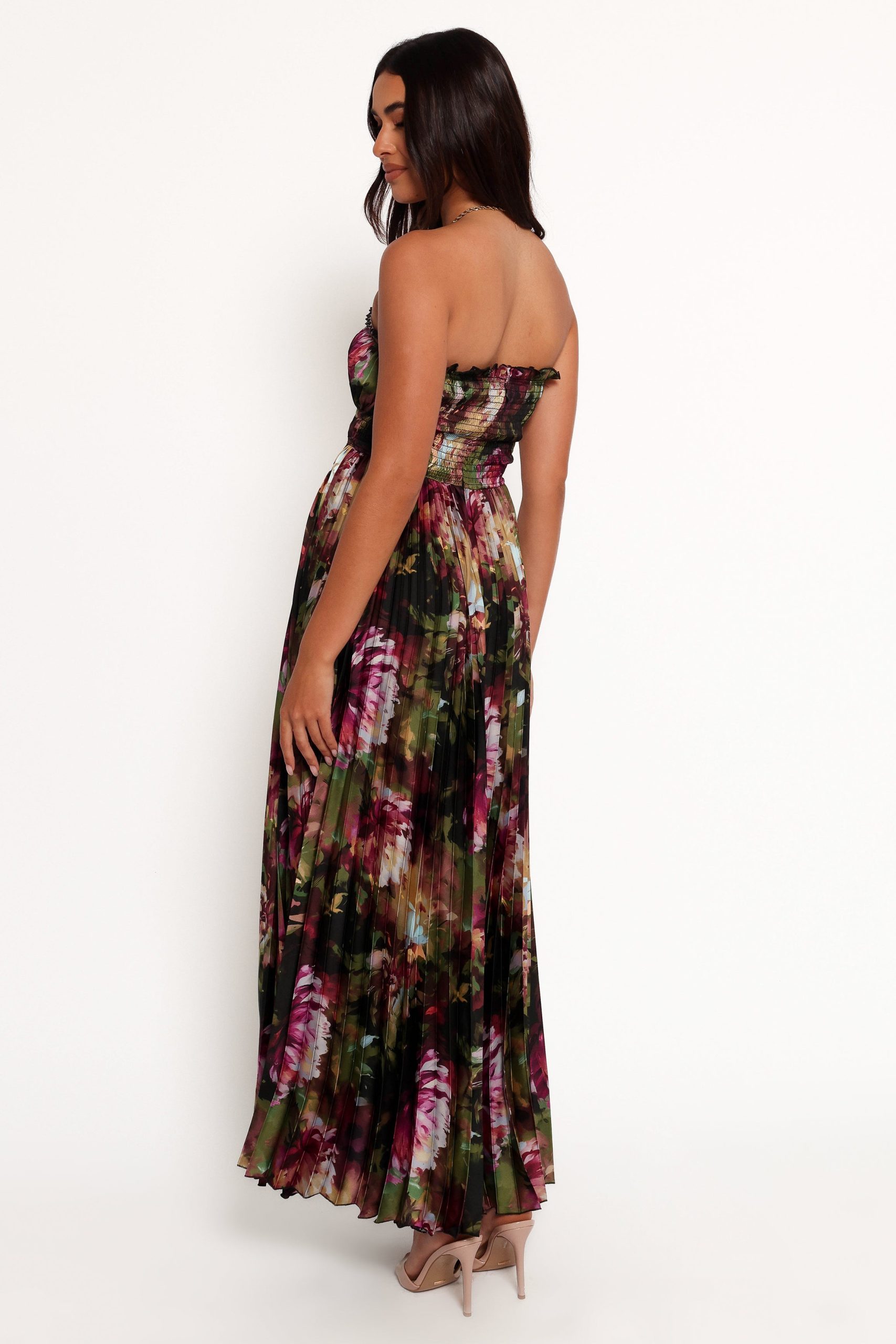 Angelique Strapless Maxi Dress - Grey Blurred Floral - Image 5