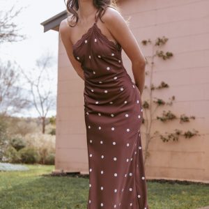 Anika Maxi Dress - Brown Polka Dot