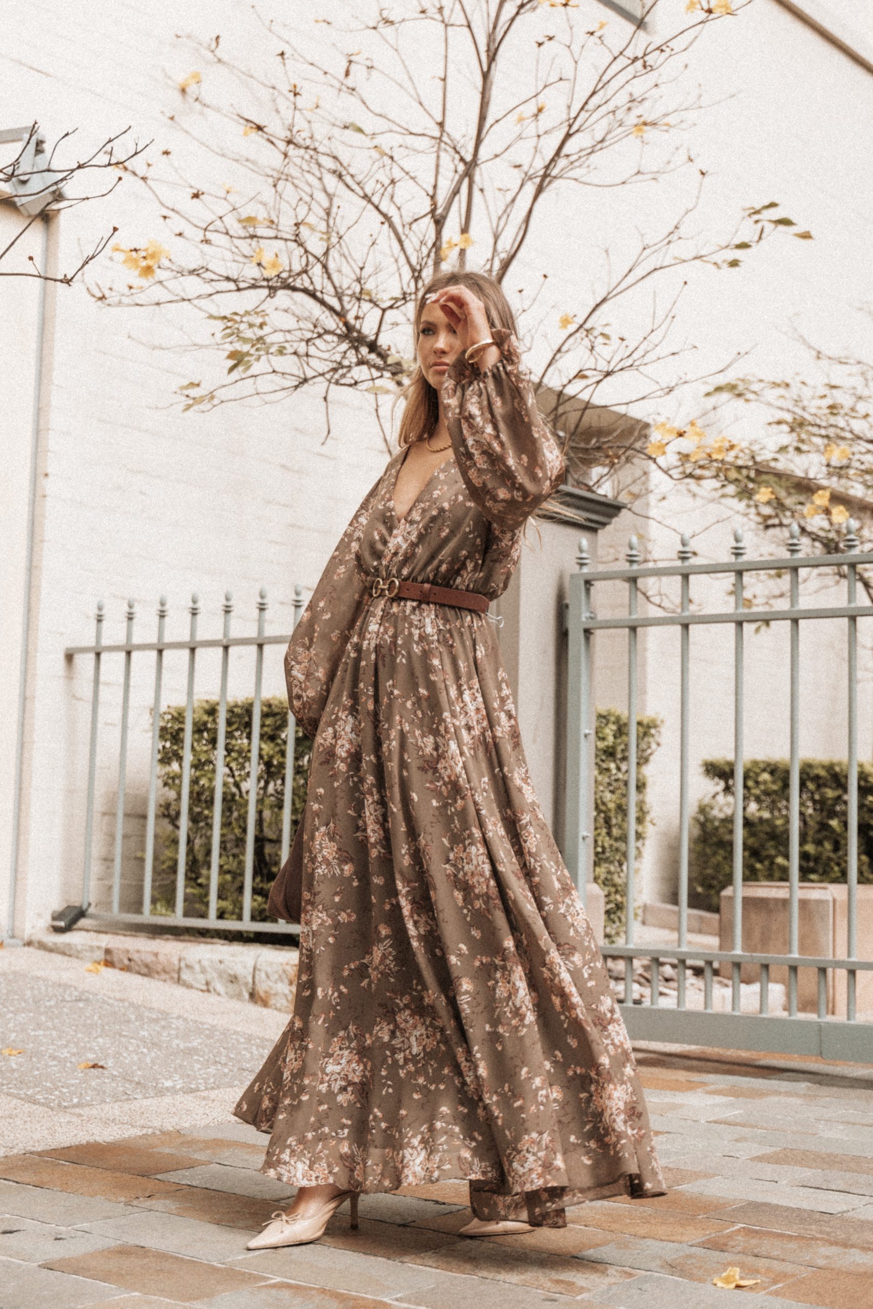 Anisa Maxi Dress - Olive Floral - Image 2