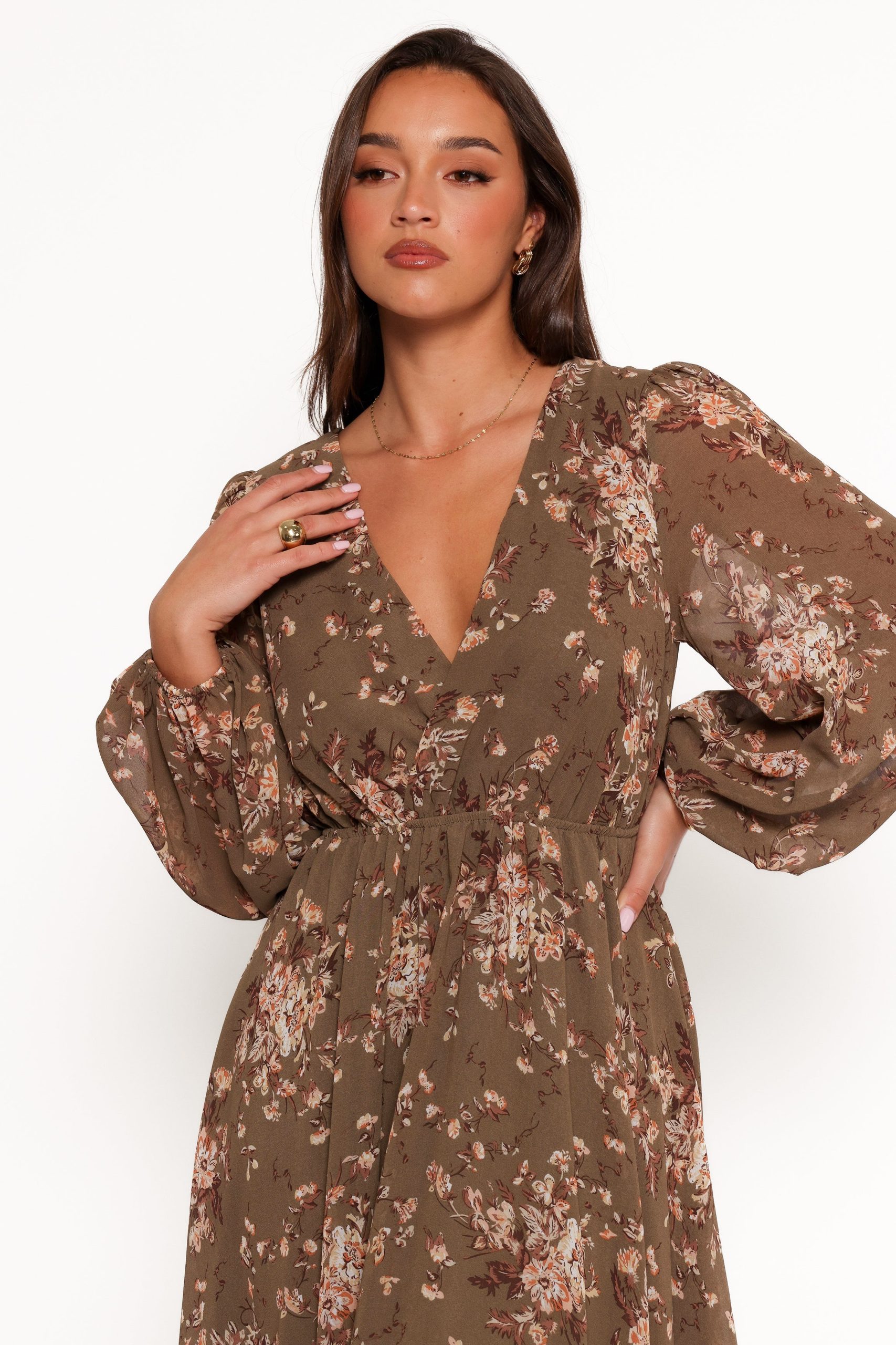 Anisa Maxi Dress - Olive Floral - Image 4