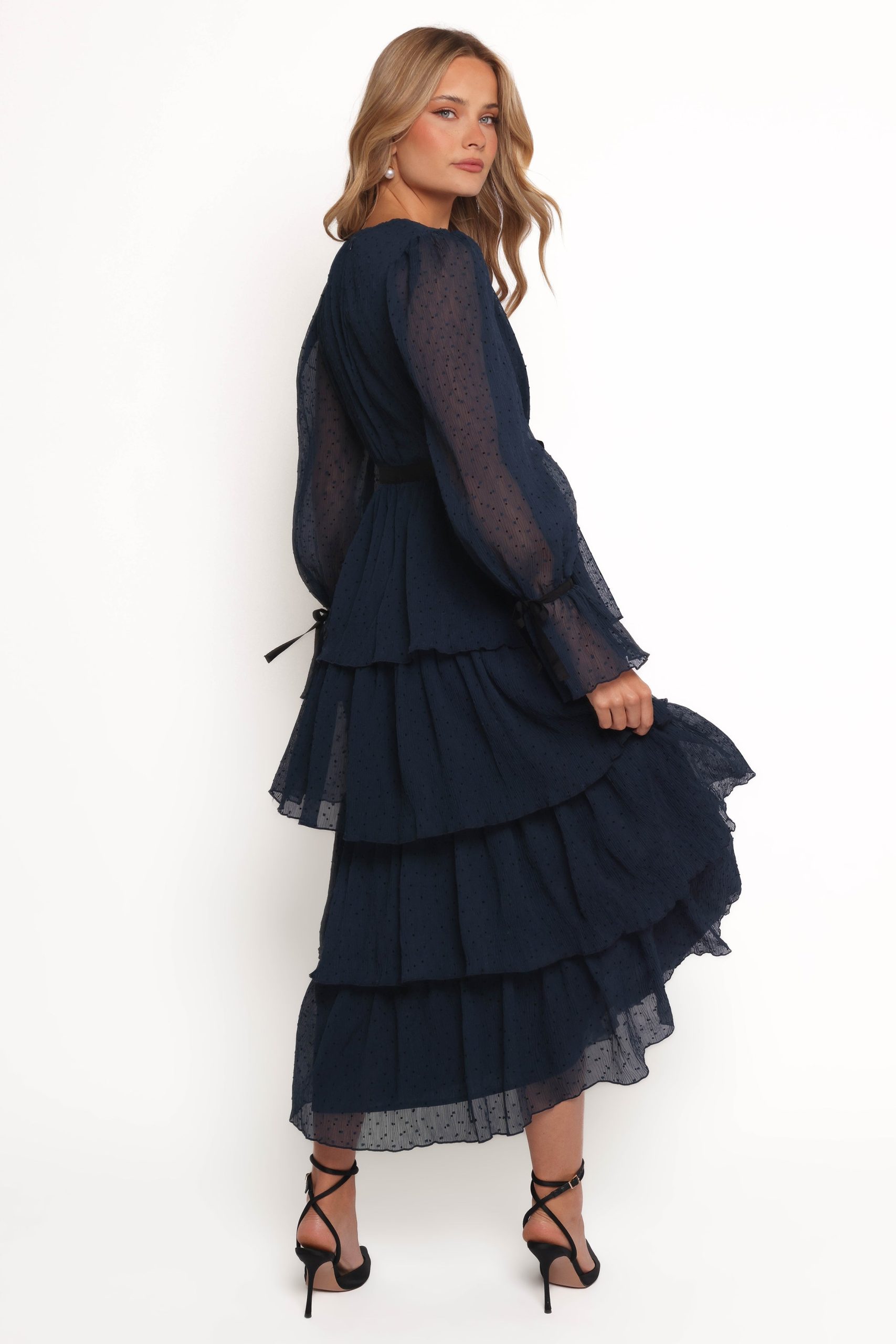 Antoinette Long Sleeve Tiered Maxi Dress - Navy - Image 5