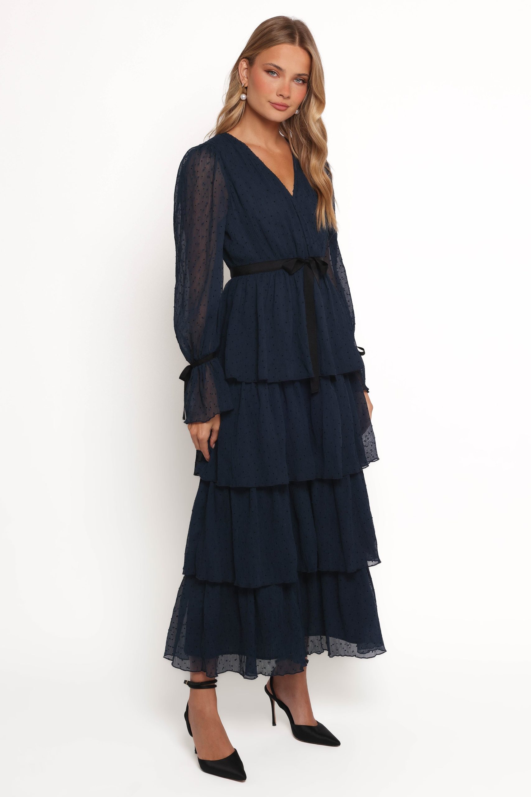 Antoinette Long Sleeve Tiered Maxi Dress - Navy - Image 6
