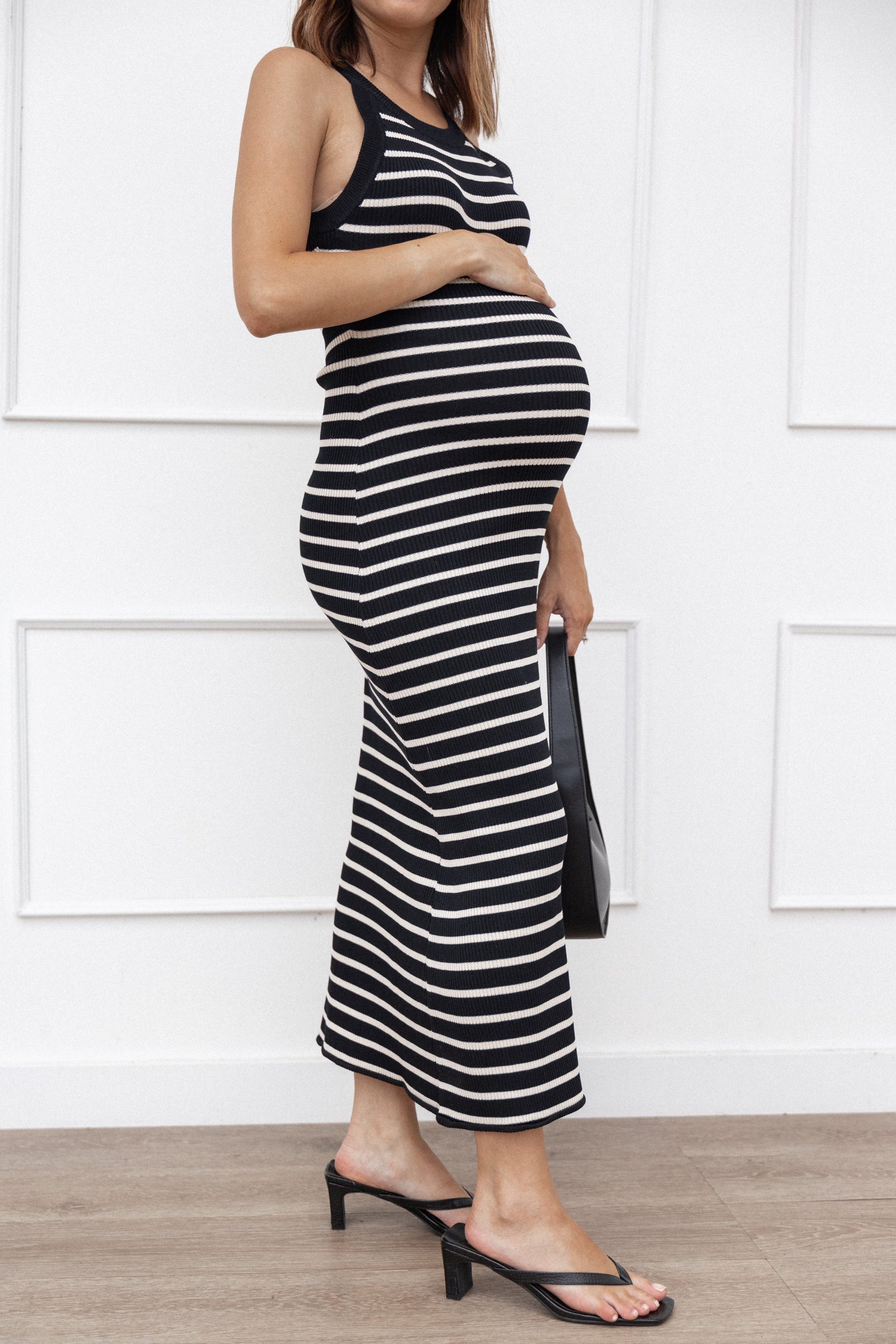 Arabella Knit Dress - Black Beige Stripe - Image 7