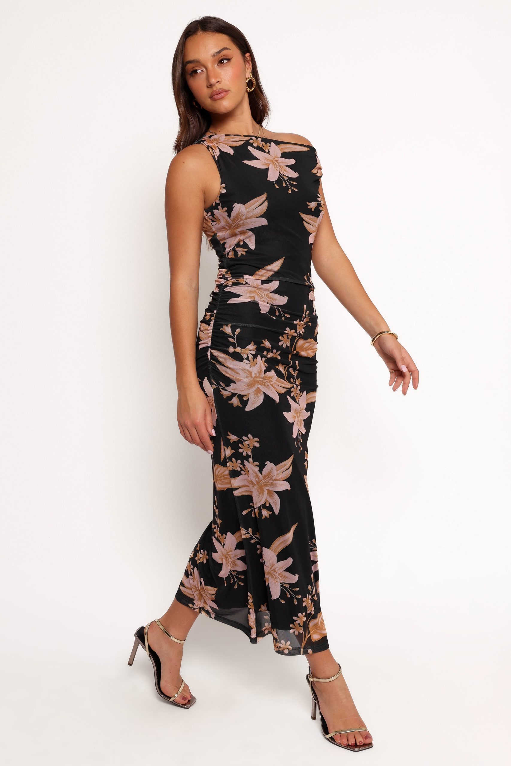 Arabelle Maxi Off Shoulder Dress - Black Peach - Image 7