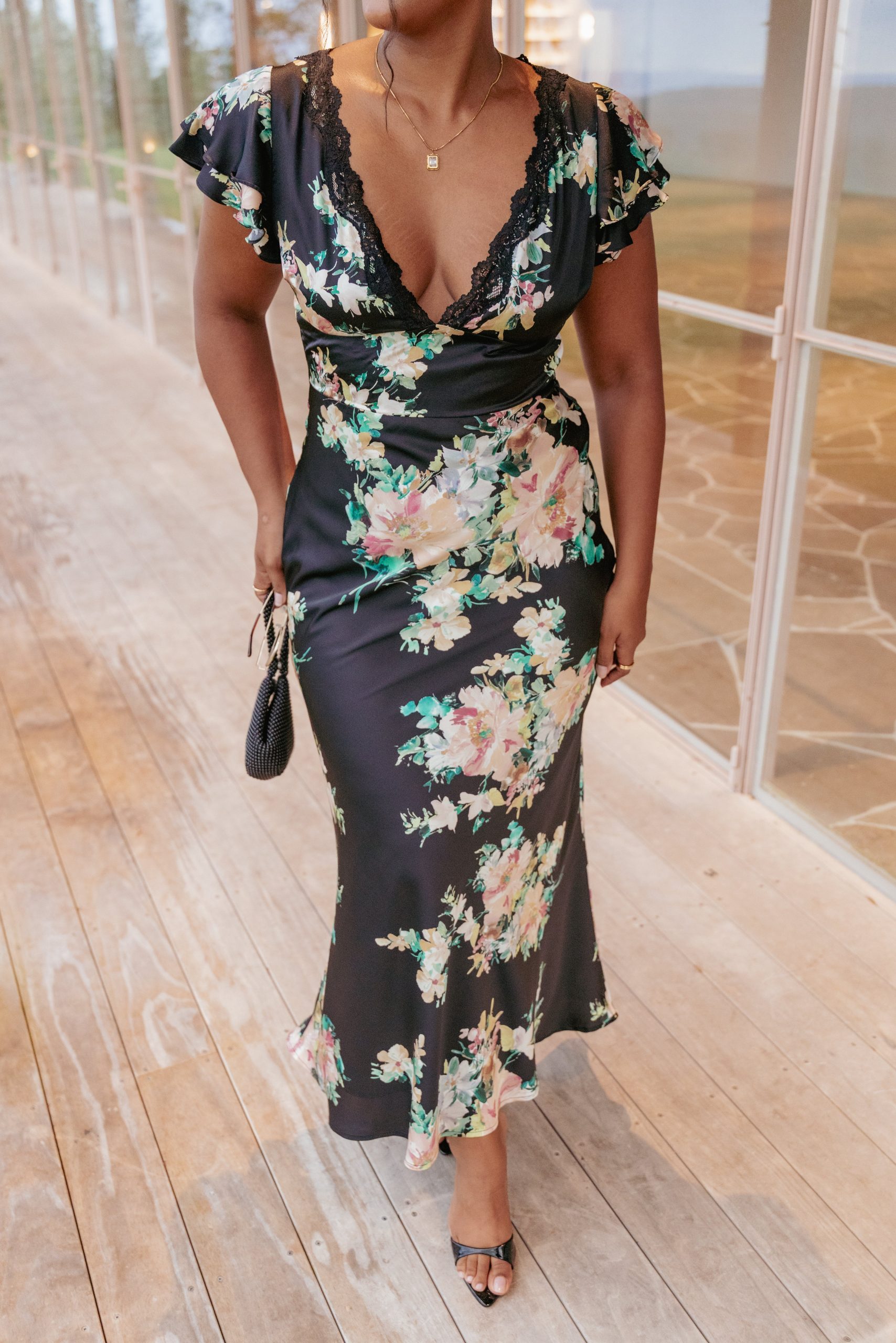 Arella Maxi Dress - Black Floral - Image 7