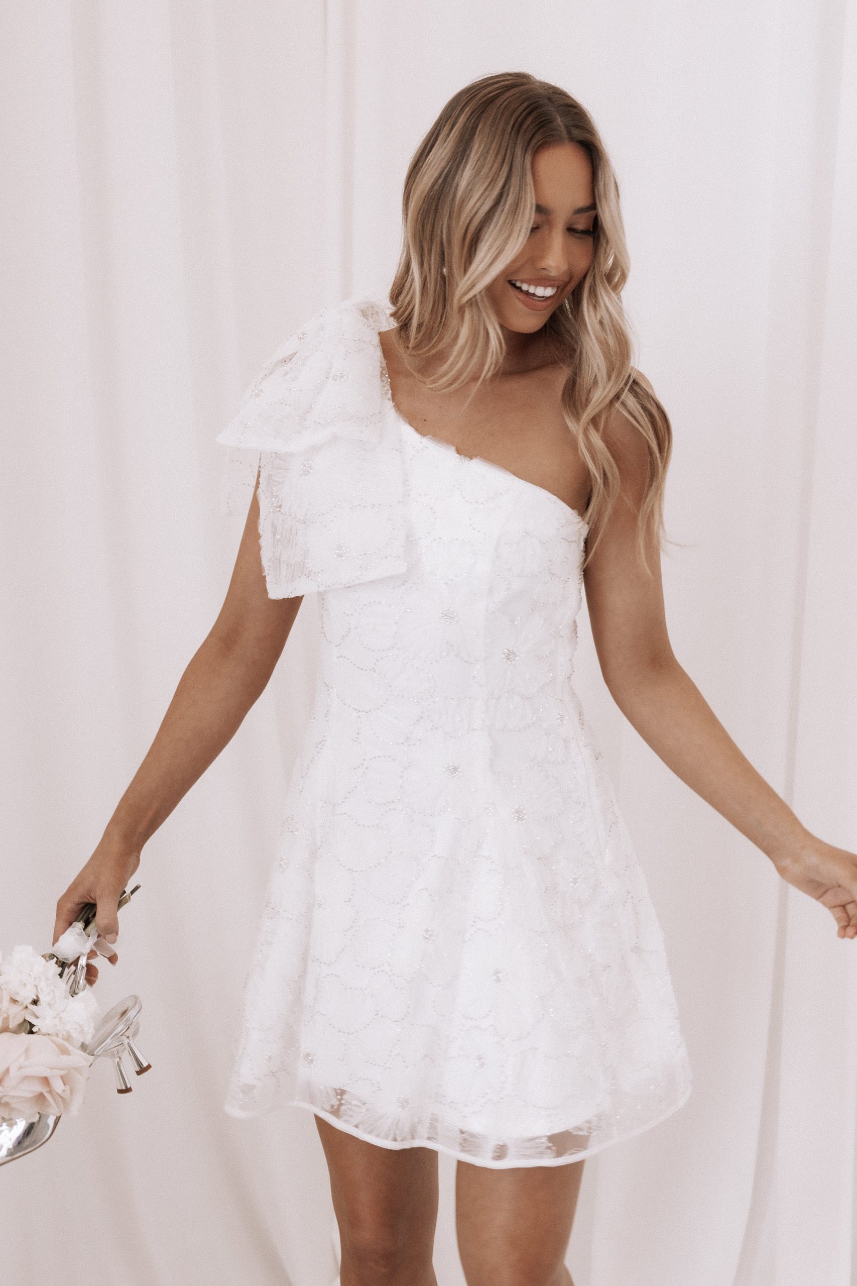 Ashly Off Shoulder Mini Dress - White - Image 2