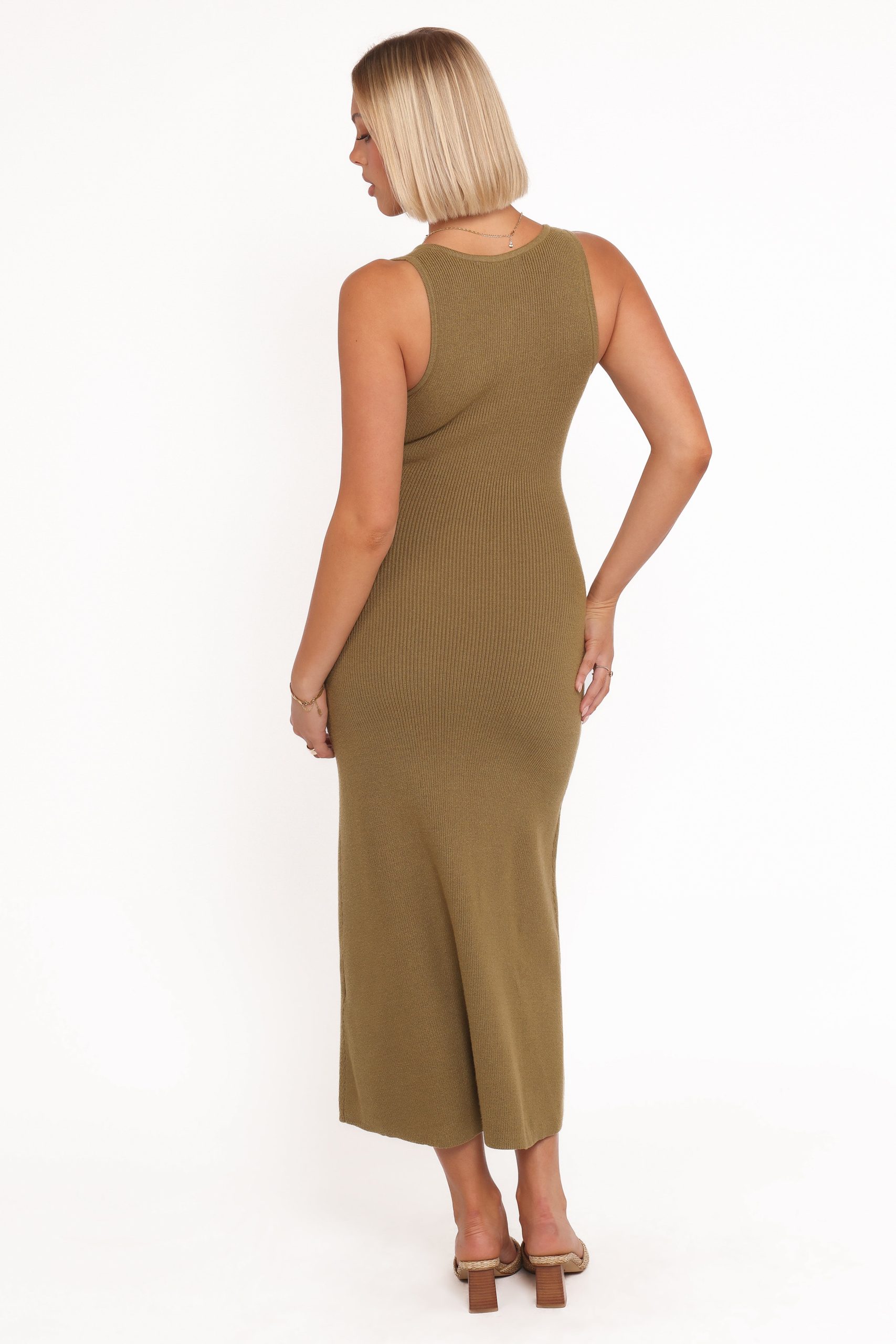 Aspen Button Up Knit Dress - Olive - Image 4