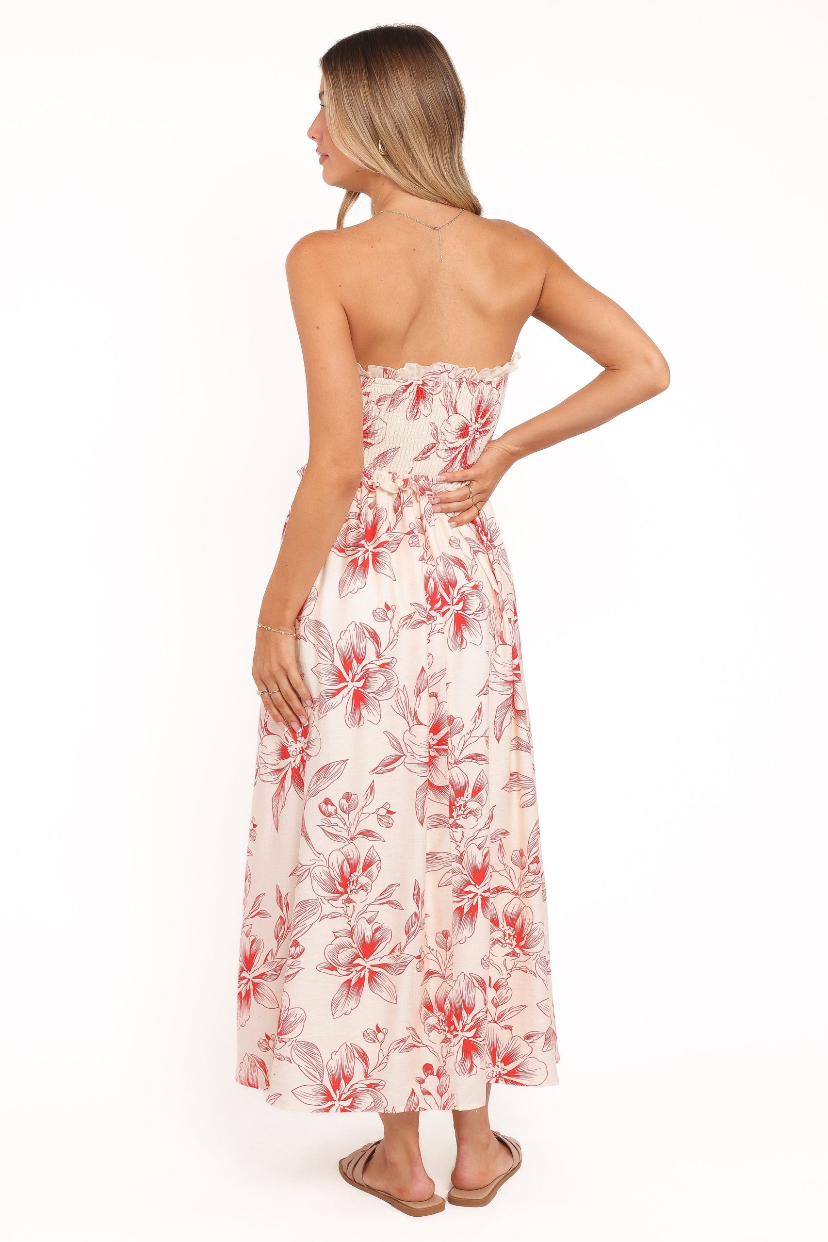 Avania Strapless Midi Dress - Red Floral - Image 5