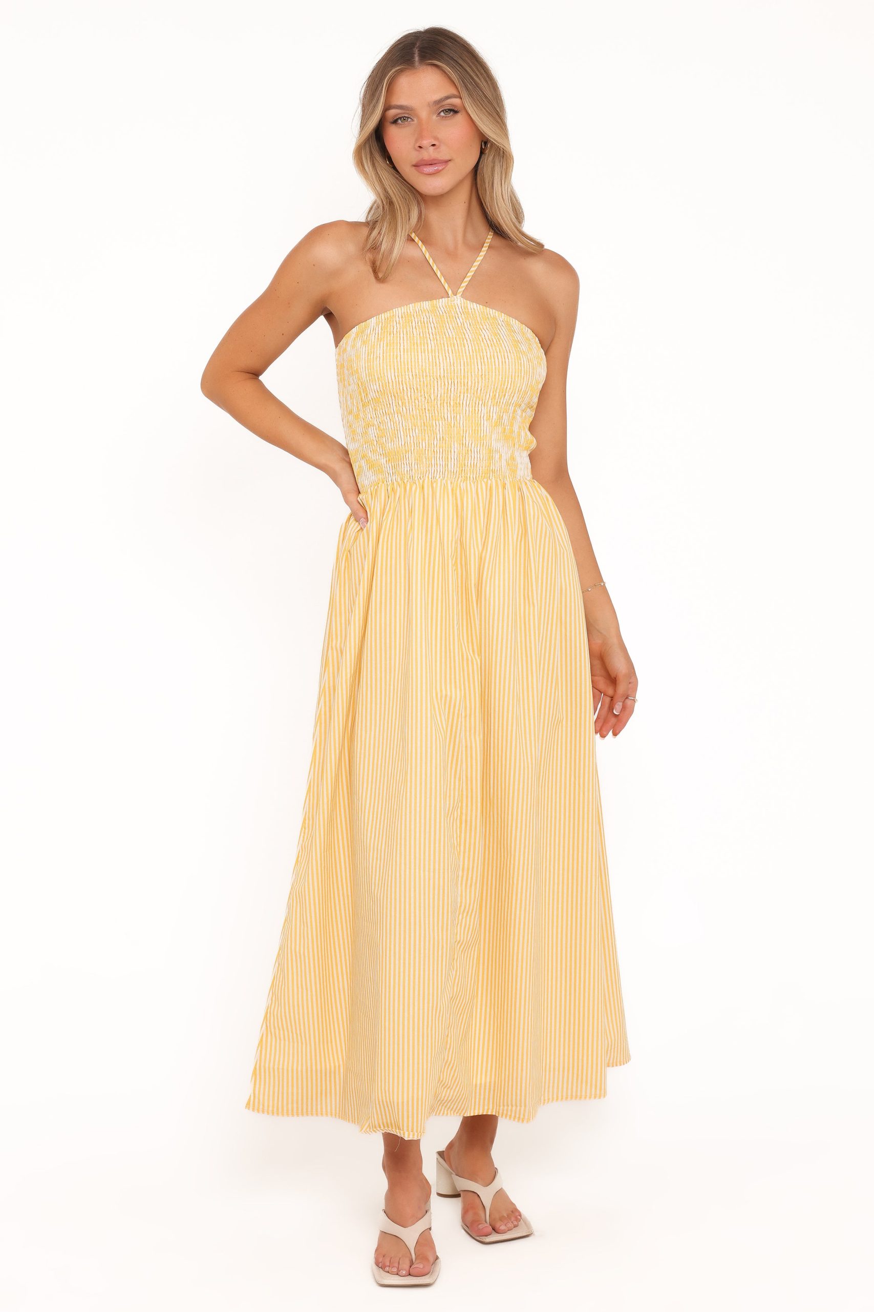 Aviva Smocked Midi Dress - Mango Stripe - Image 2