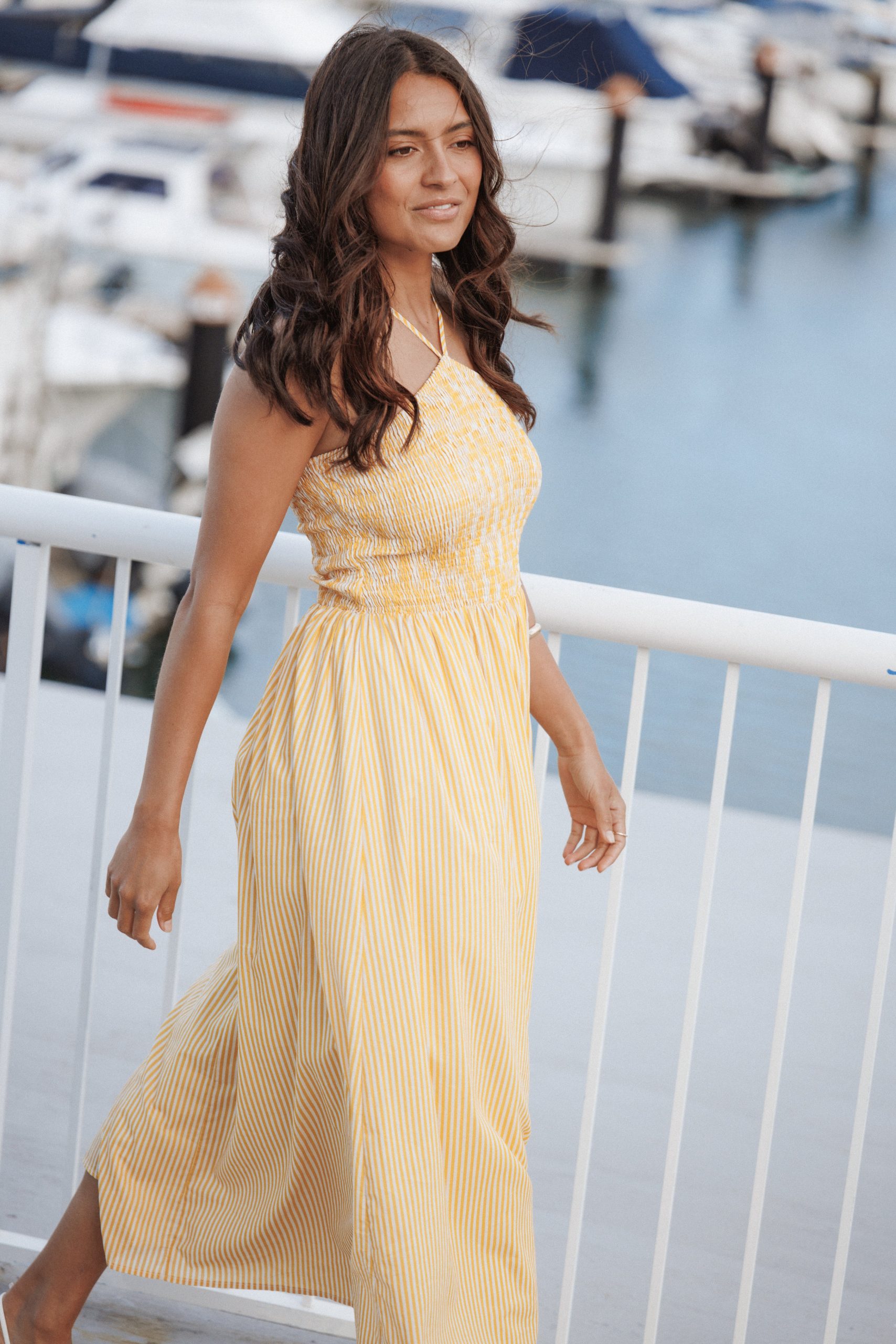Aviva Smocked Midi Dress - Mango Stripe - Image 9