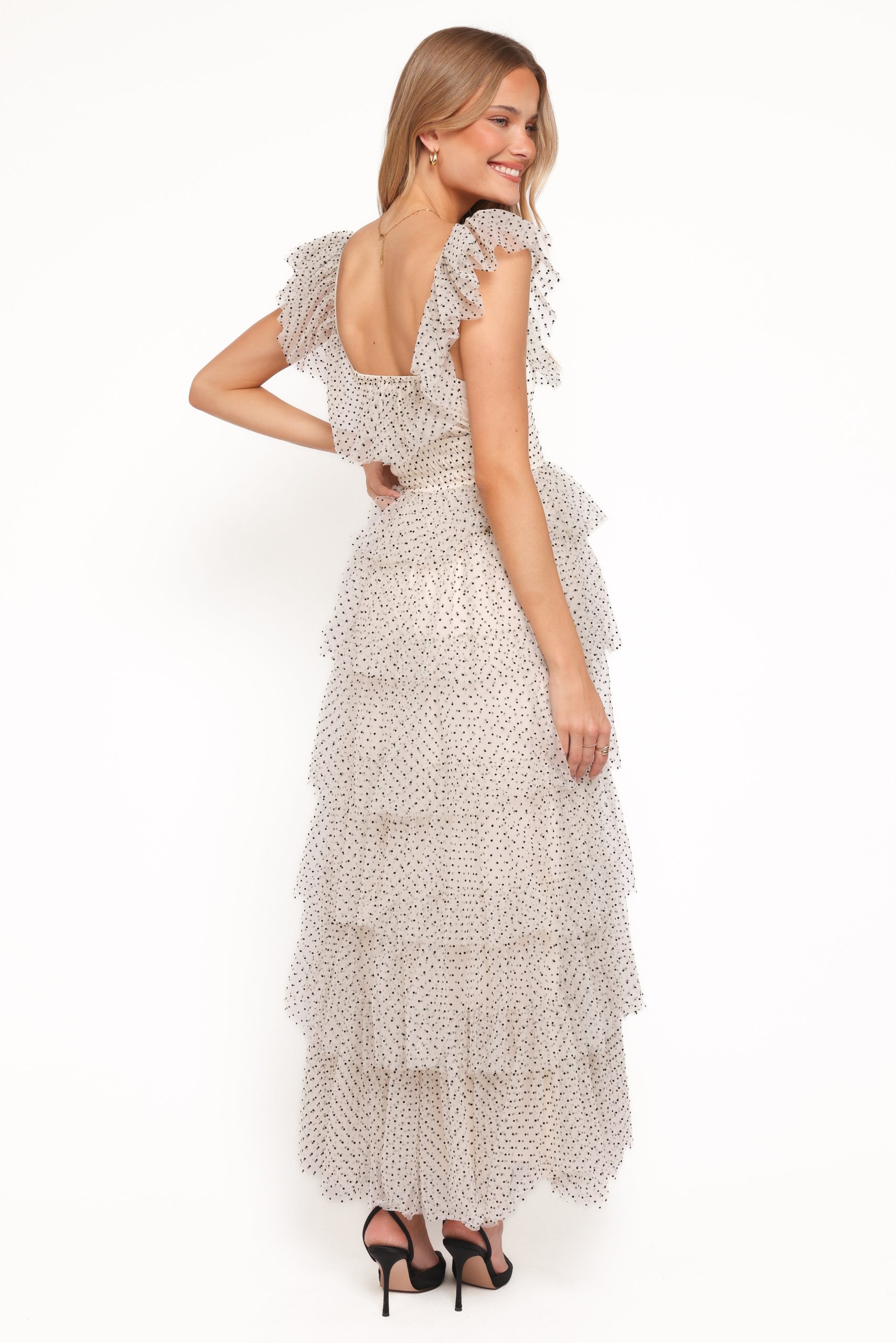 Belle Maxi Dress - Cream Polka Dot - Image 5