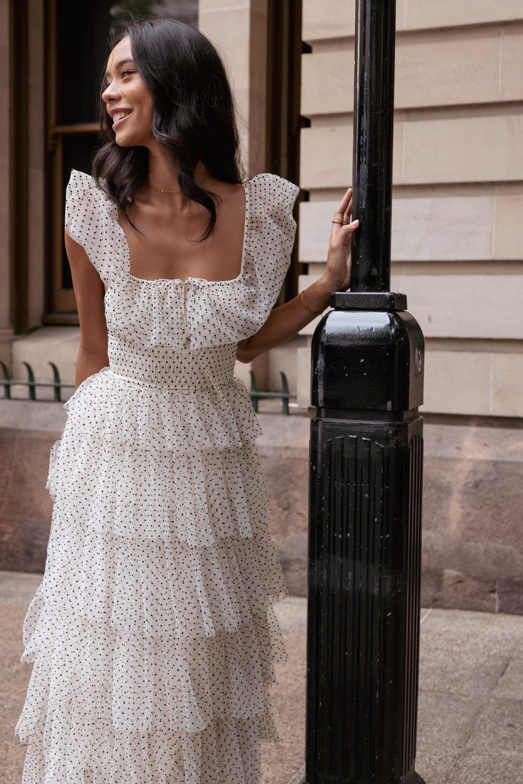 Belle Maxi Dress - Cream Polka Dot - Image 7