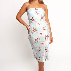 Benton Strapless Midi Dress - Cherry Print