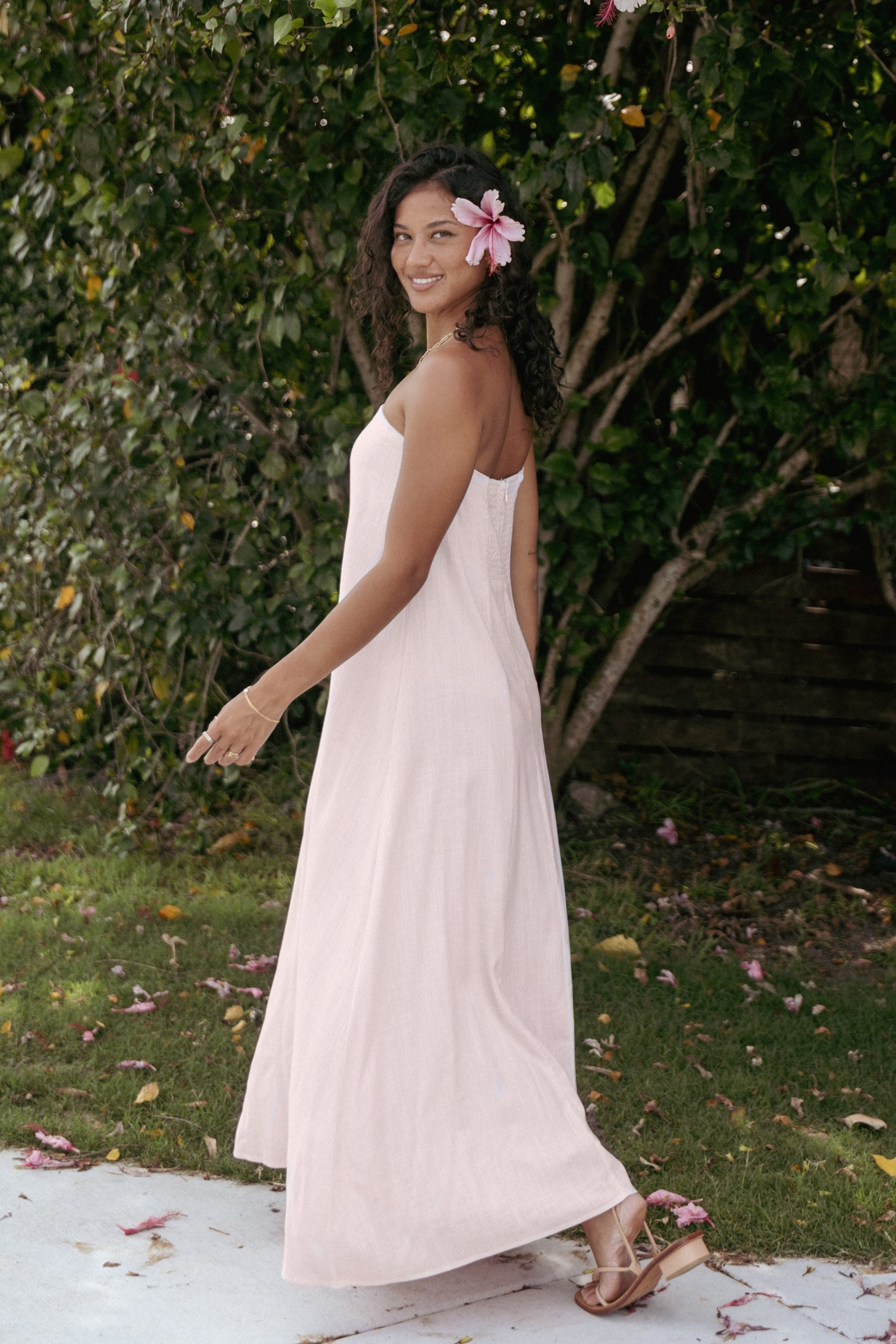 Bethany Strapless Midi Dress - Rosewater - Image 2