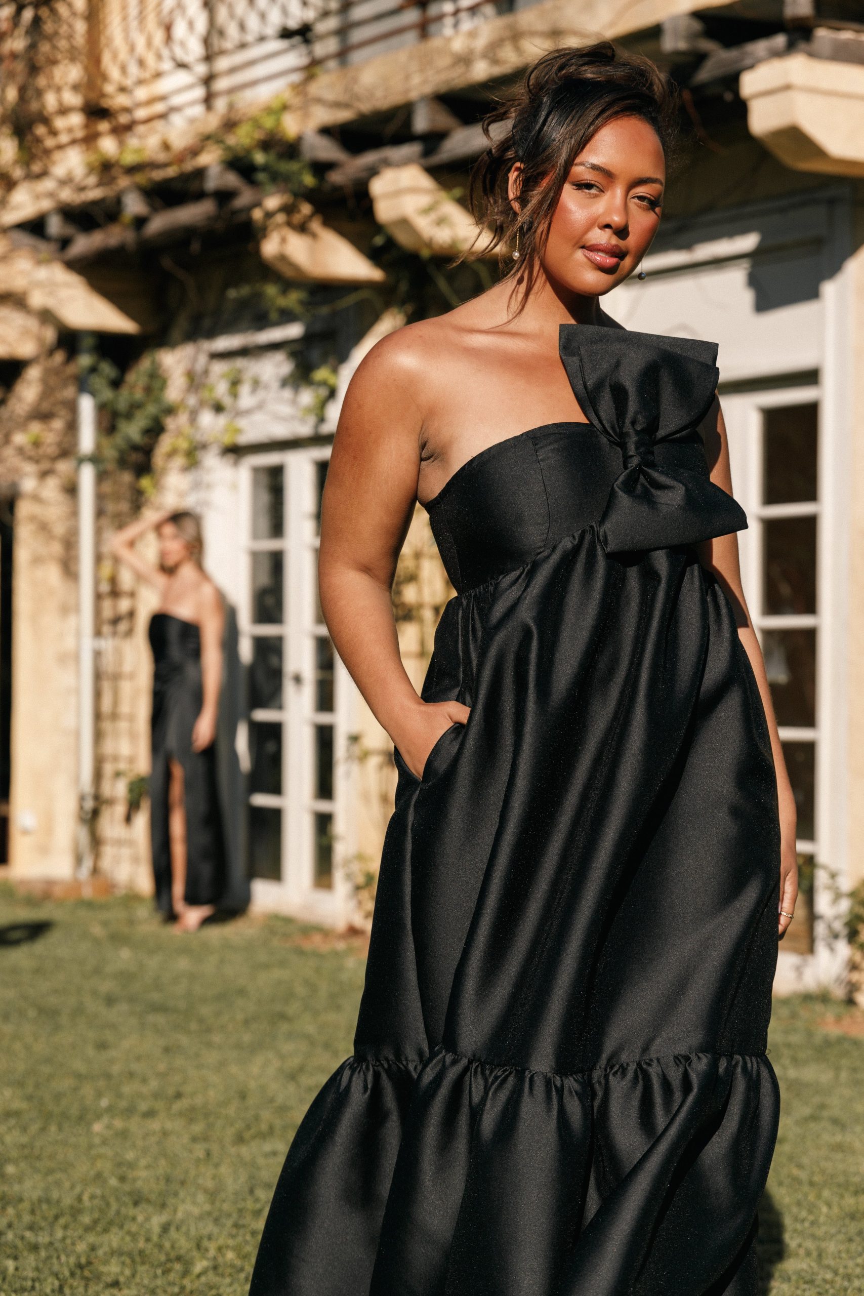 Betina Bow Front Maxi Dress - Black - Image 3