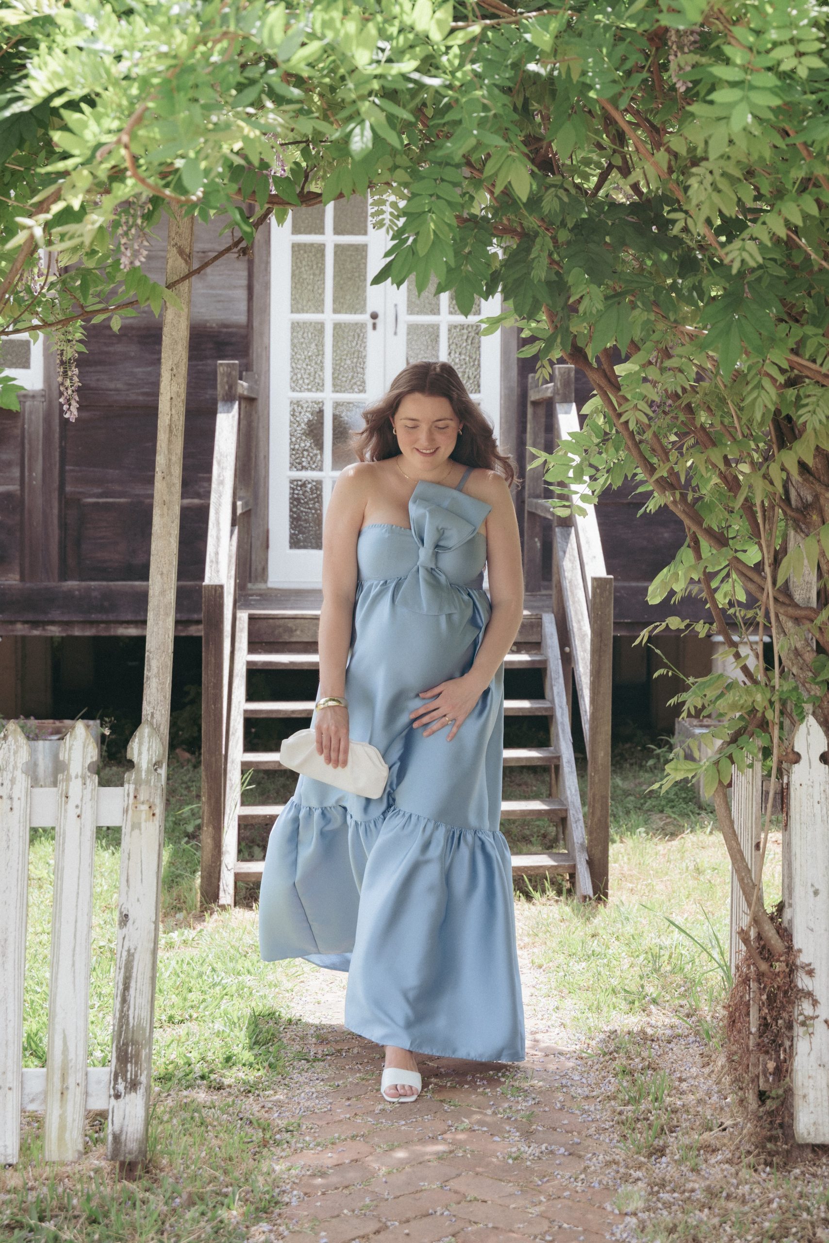 Betina Bow Front Maxi Dress - Blue - Image 9