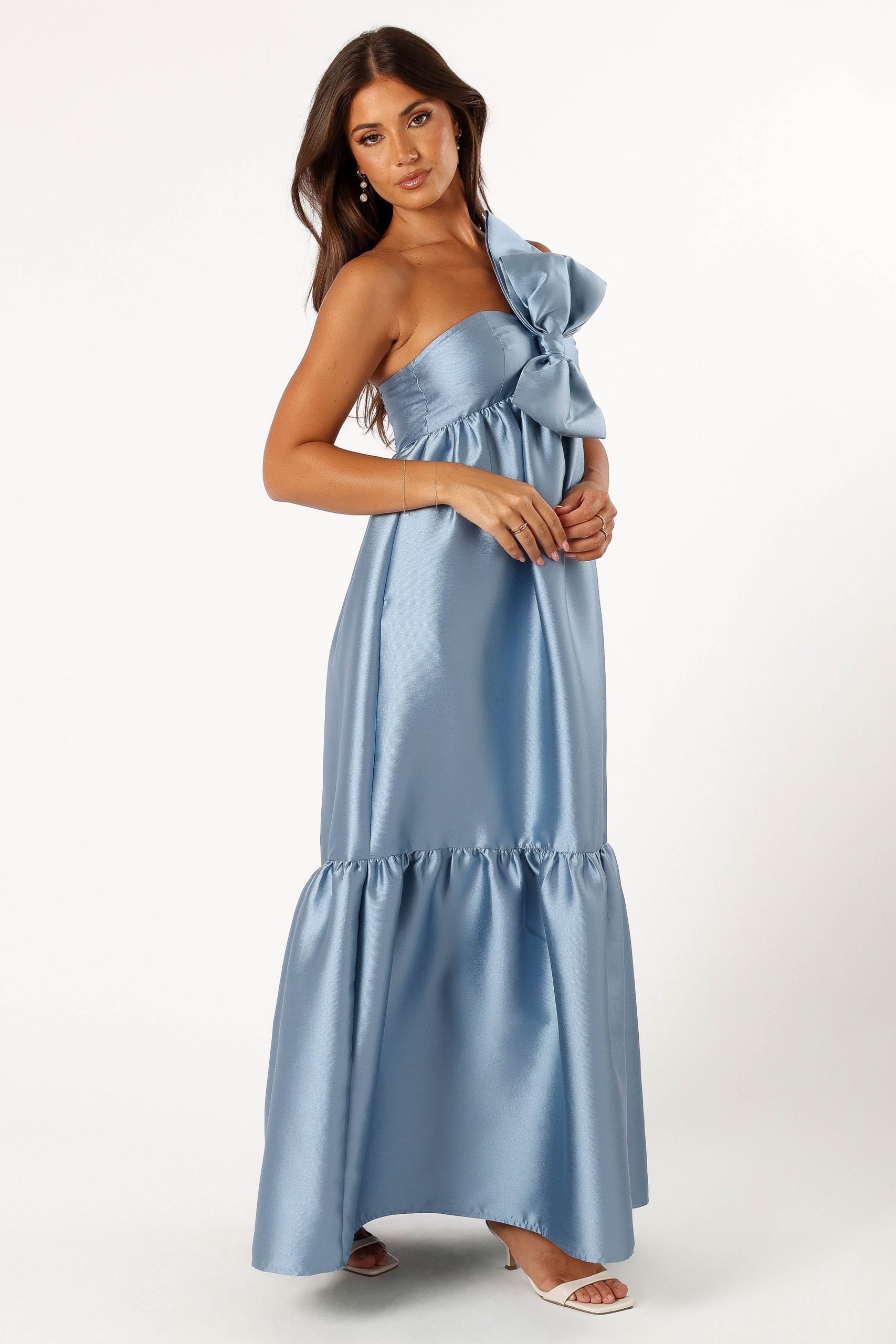 Betina Bow Front Maxi Dress - Blue - Image 6