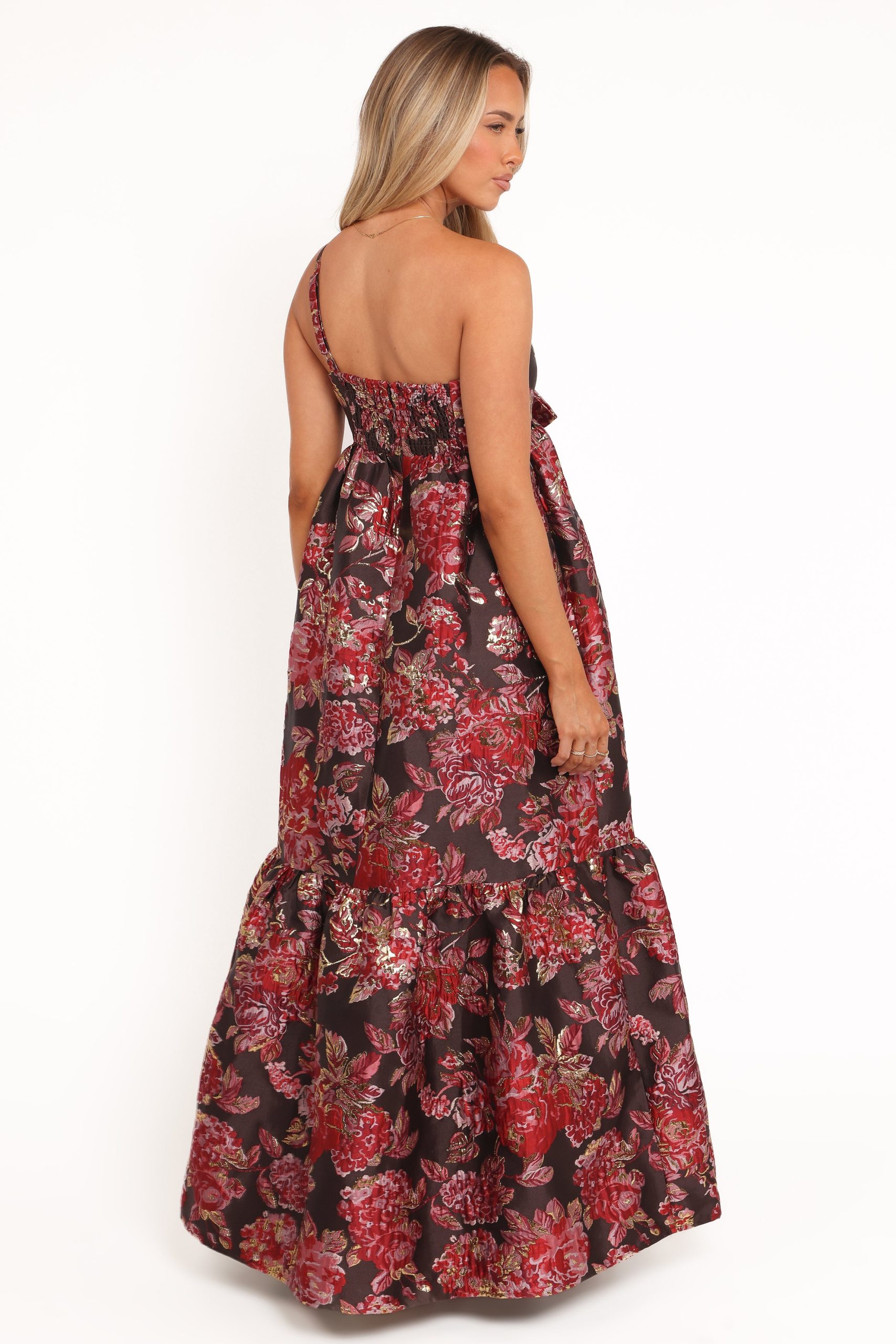 Betina Bow Front Maxi Dress - Brown Floral - Image 5