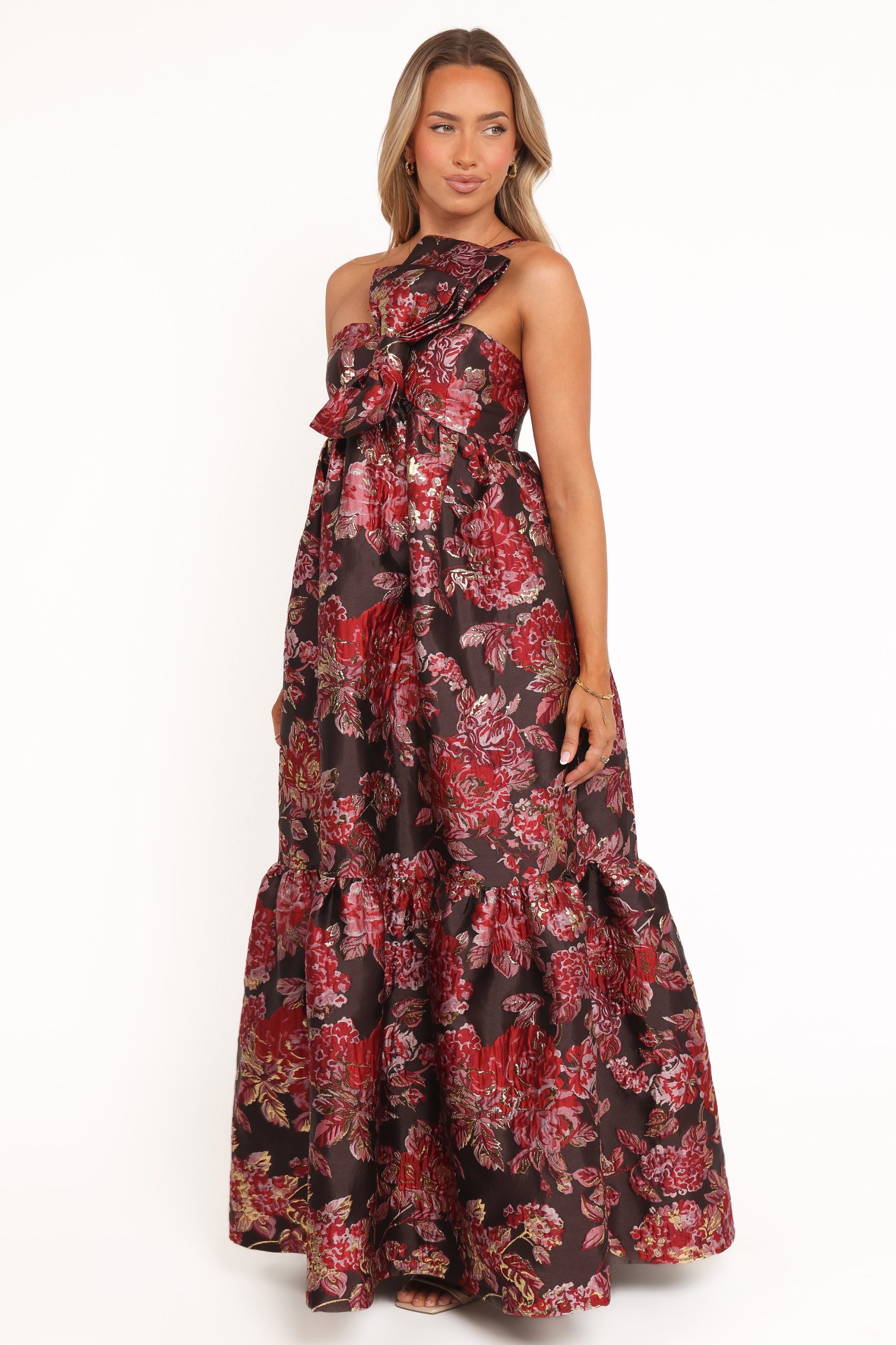 Betina Bow Front Maxi Dress - Brown Floral - Image 4