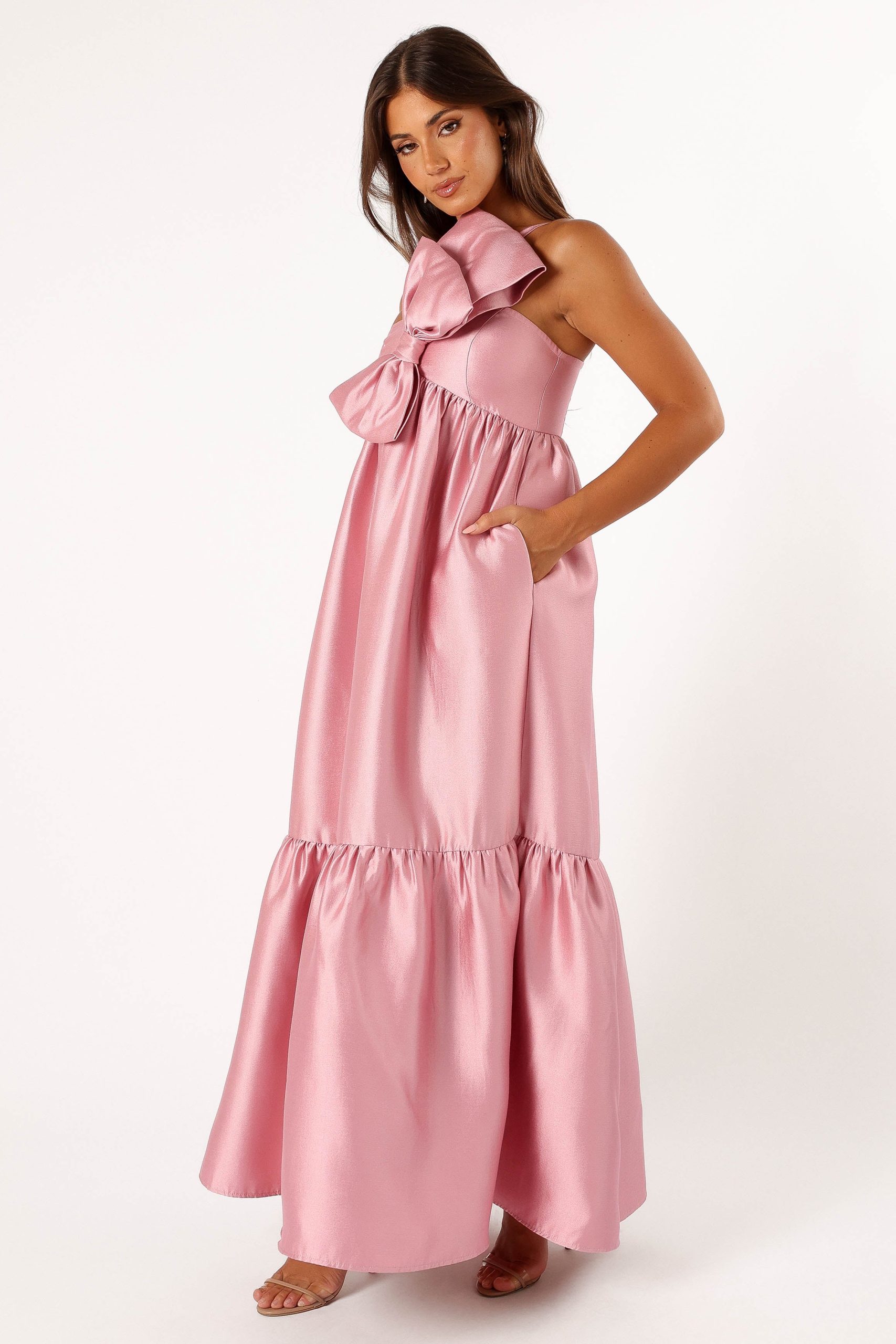 Betina Bow Front Maxi Dress - Dusty Rose - Image 3