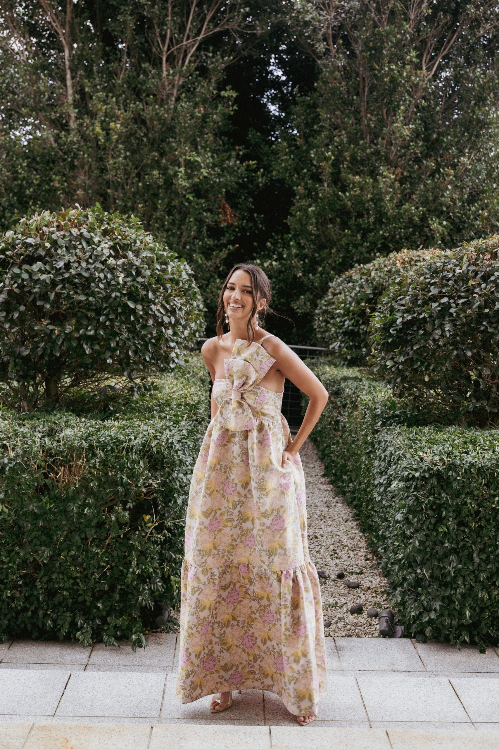 Betina Bow Front Maxi Dress - Multi Floral - Image 9