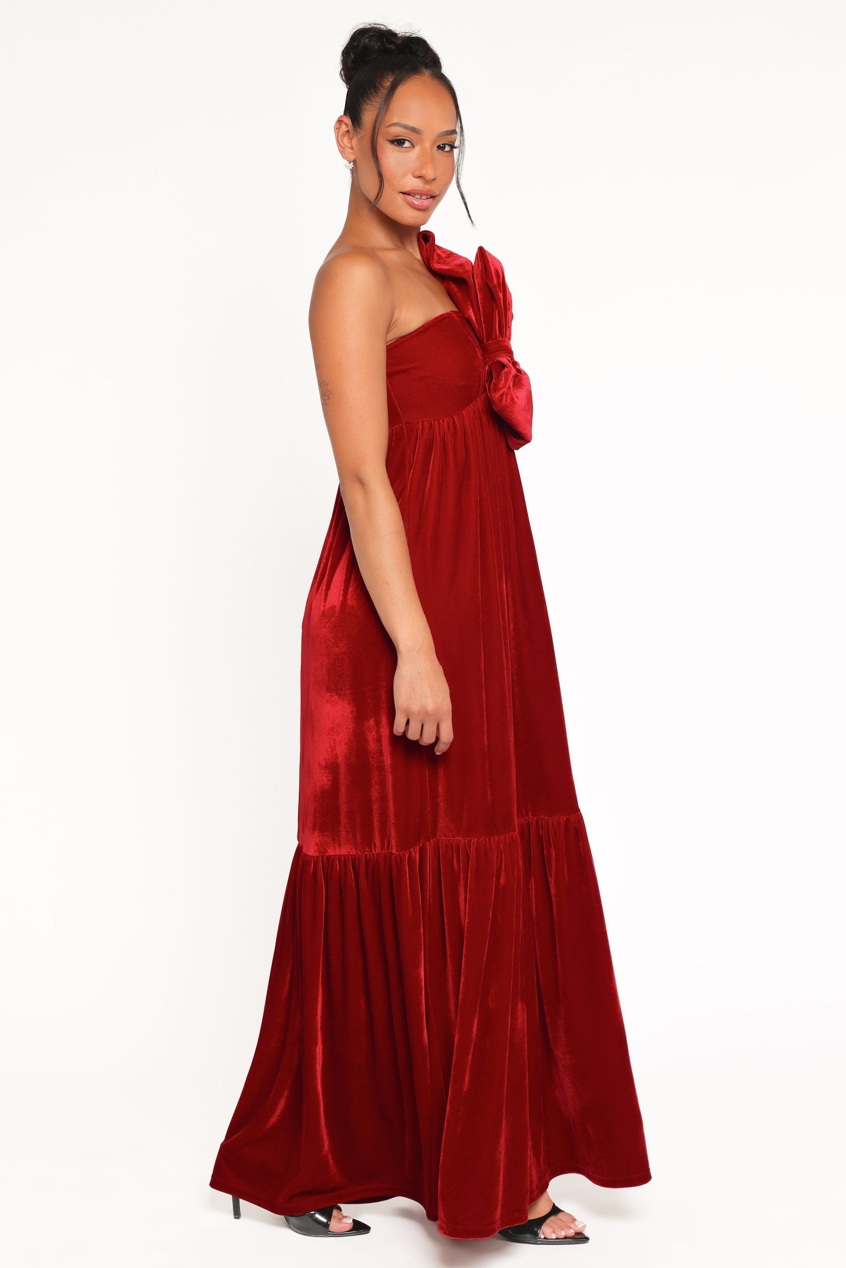 Betina Bow Front Maxi Dress - Red Velvet - Image 4