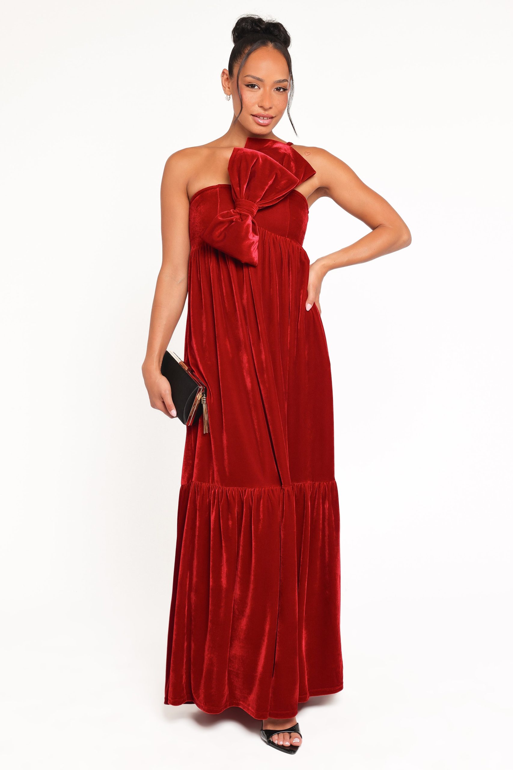 Betina Bow Front Maxi Dress - Red Velvet - Image 2