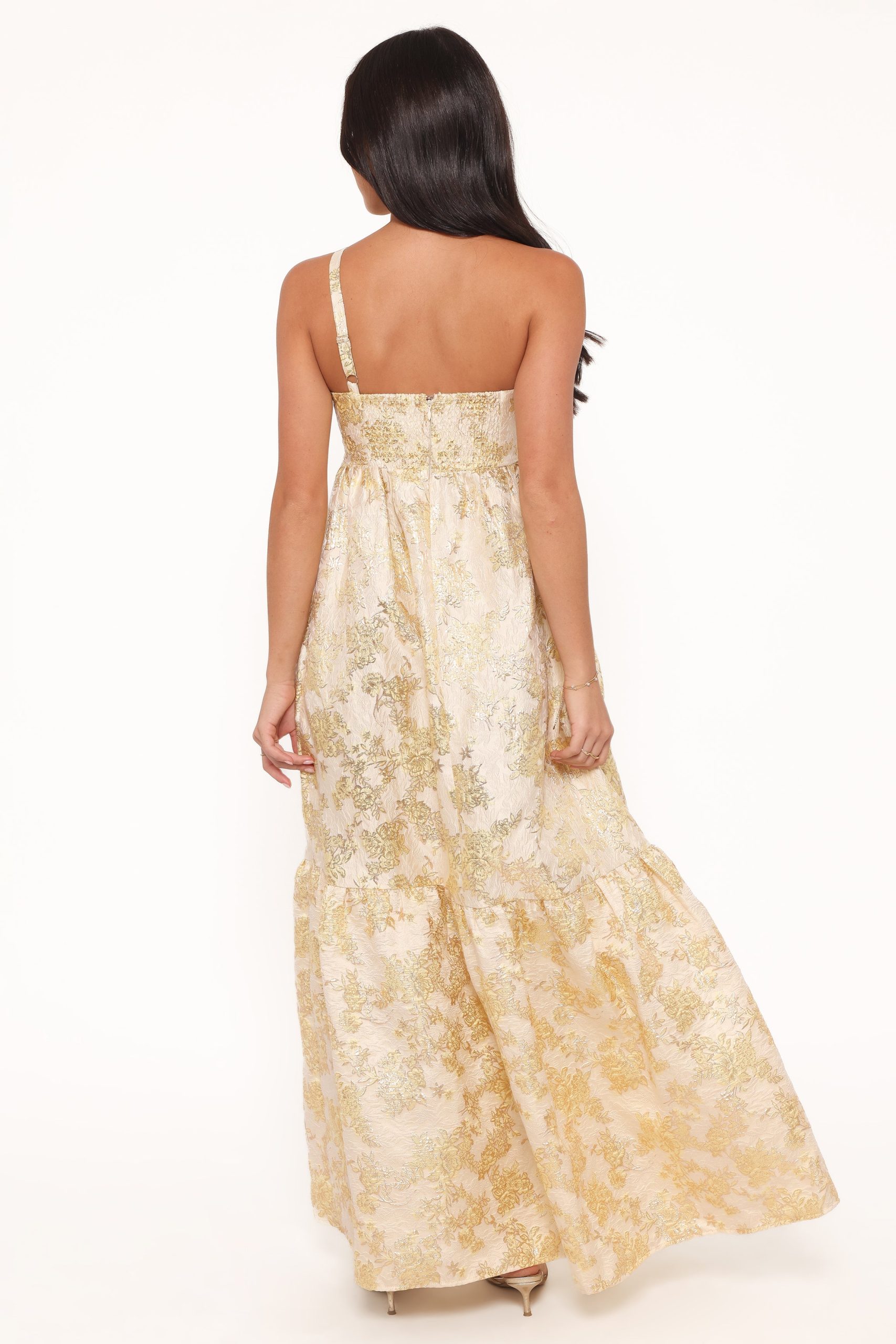 Betina Bow Front Maxi Dress - Yellow Brocade - Image 5