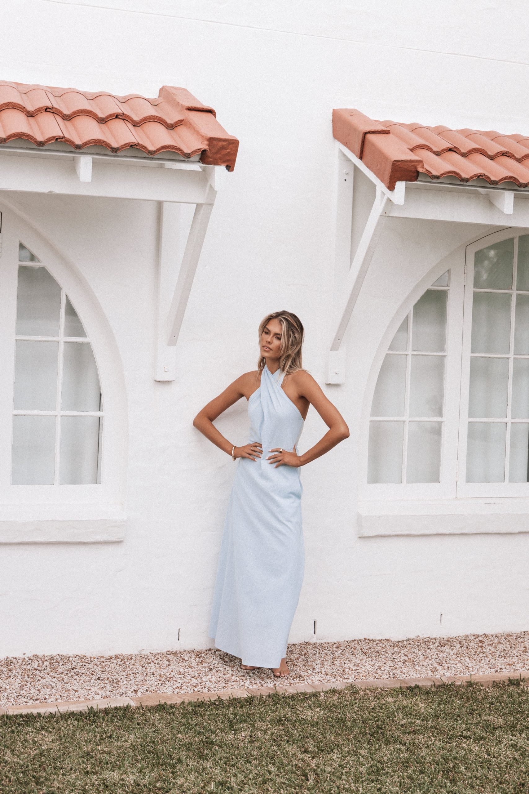 Betsy Halterneck Maxi Dress - Pale Blue - Image 9