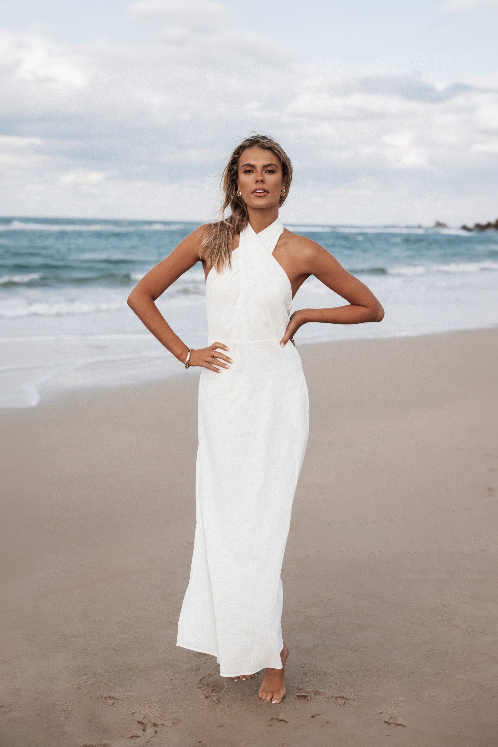 Betsy Halterneck Maxi Dress - White - Image 9
